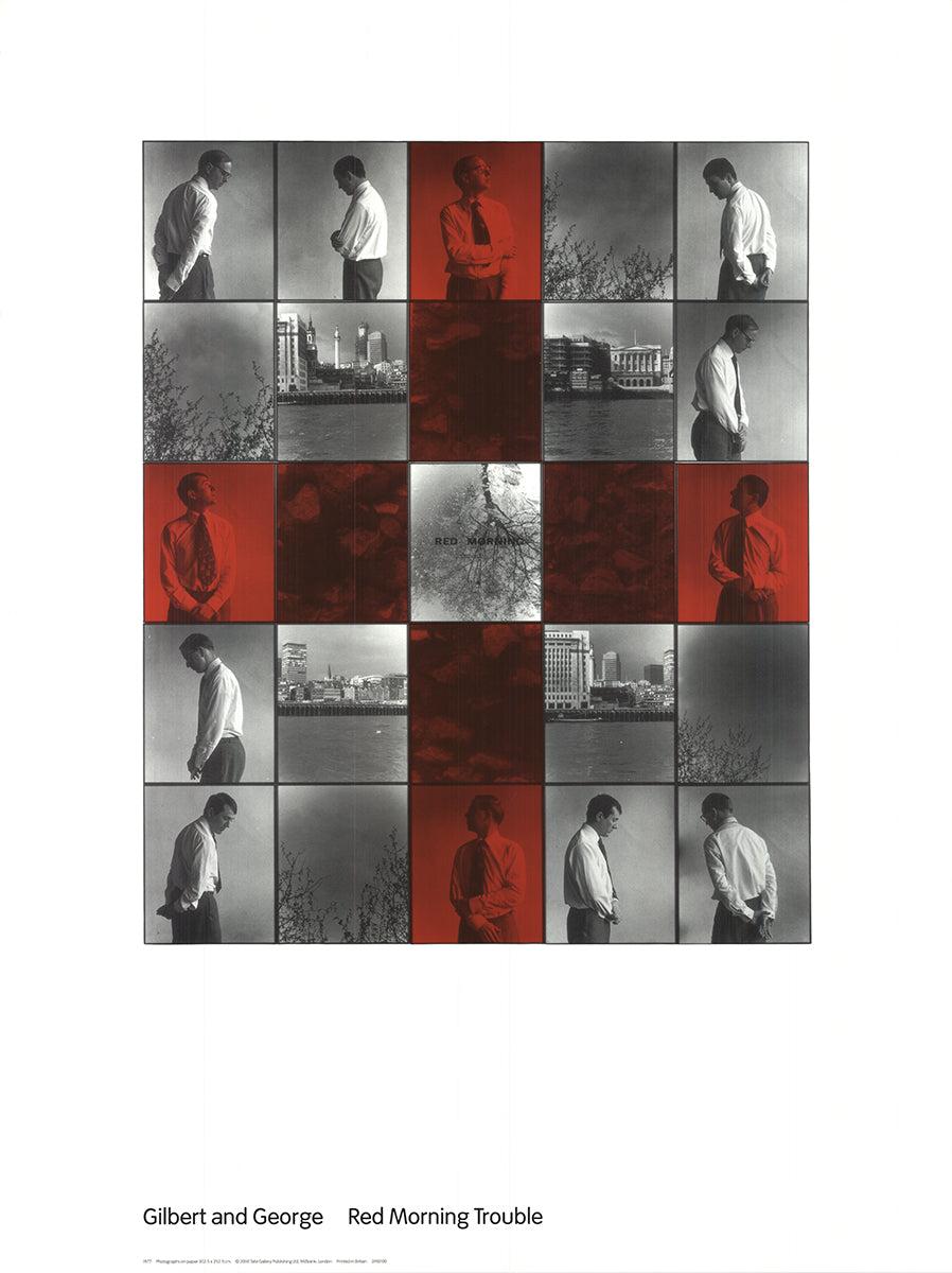 GILBERT & GEORGE 'Red Morning Trouble' 2000- Offset Lithograph - Print by Gilbert & George