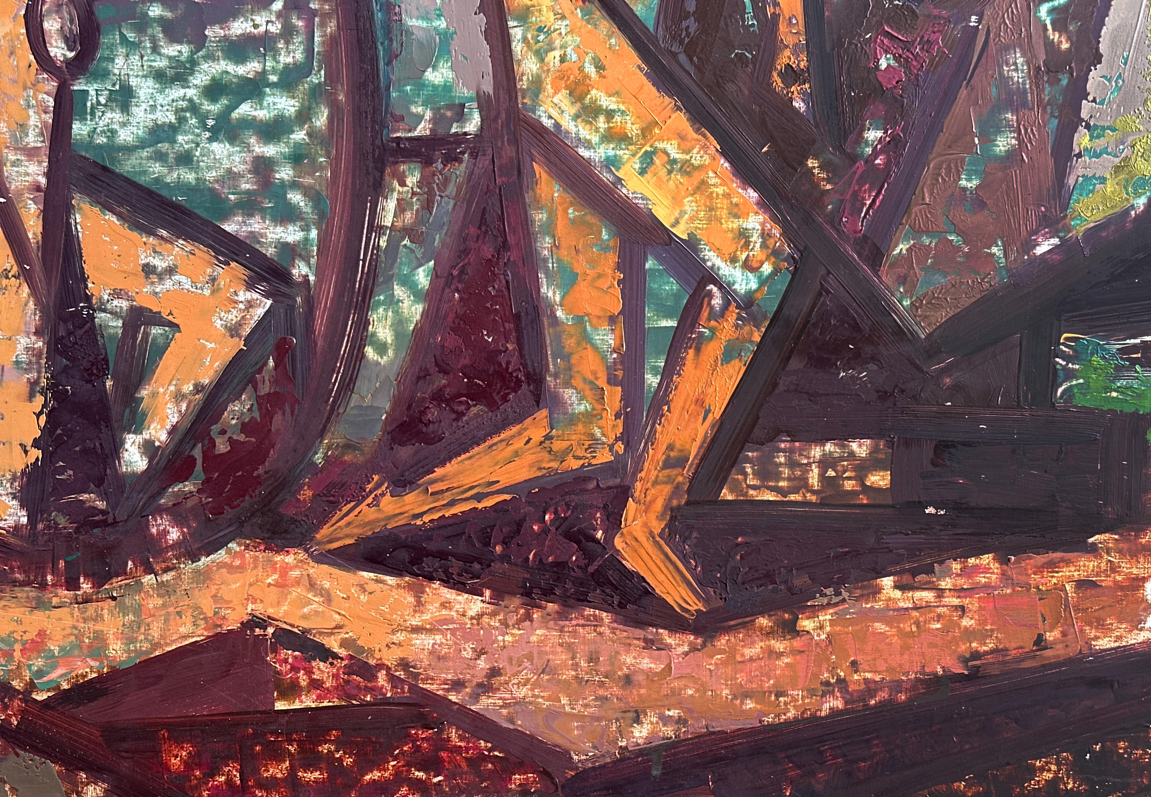 Orfeo ed Euridice, dipinto a olio cubista mitologico di Erle Loran in vendita 1