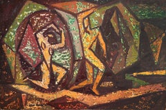 Orfeo y Eurídice, óleo mitológico cubista de Erle Loran
