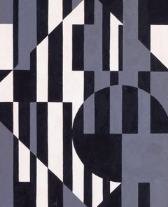 Black and white 20th Century Belgian abstract oil painting