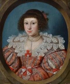 Portrait of a Girl, 17th Century English School Old Masters Oil 