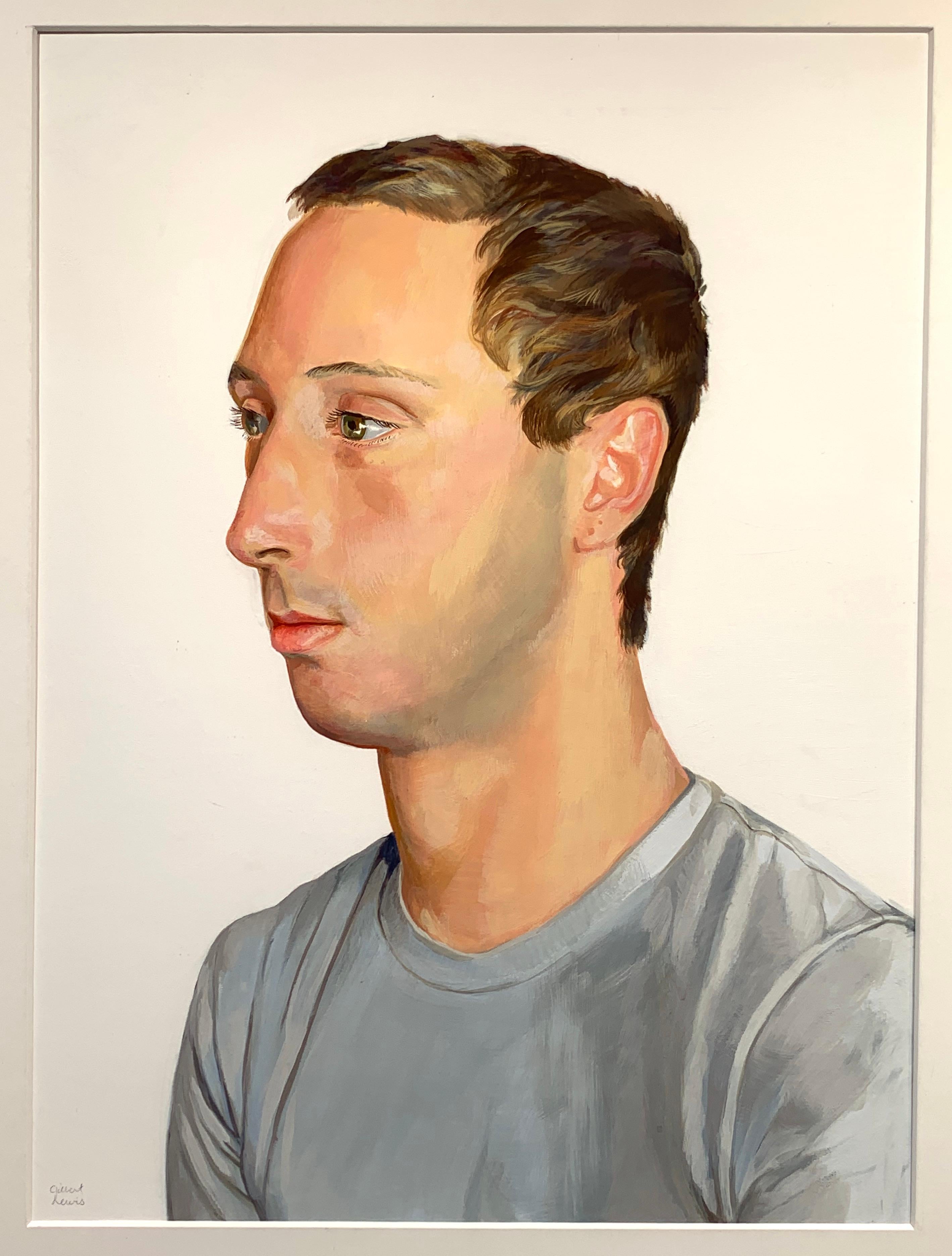 Portrait of a Young Man - Painting by Gilbert Lewis