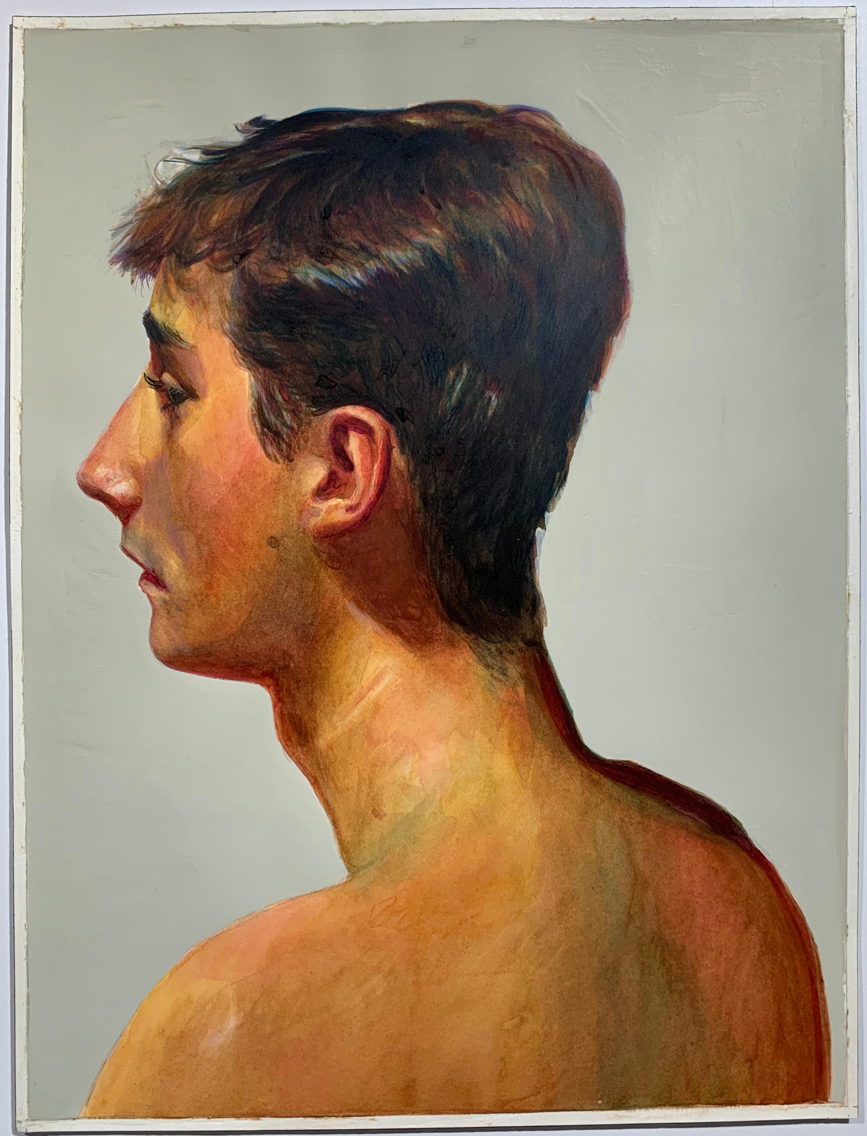 Gilbert Lewis Portrait Painting - Untitled Male Portrait (Long Hair)
