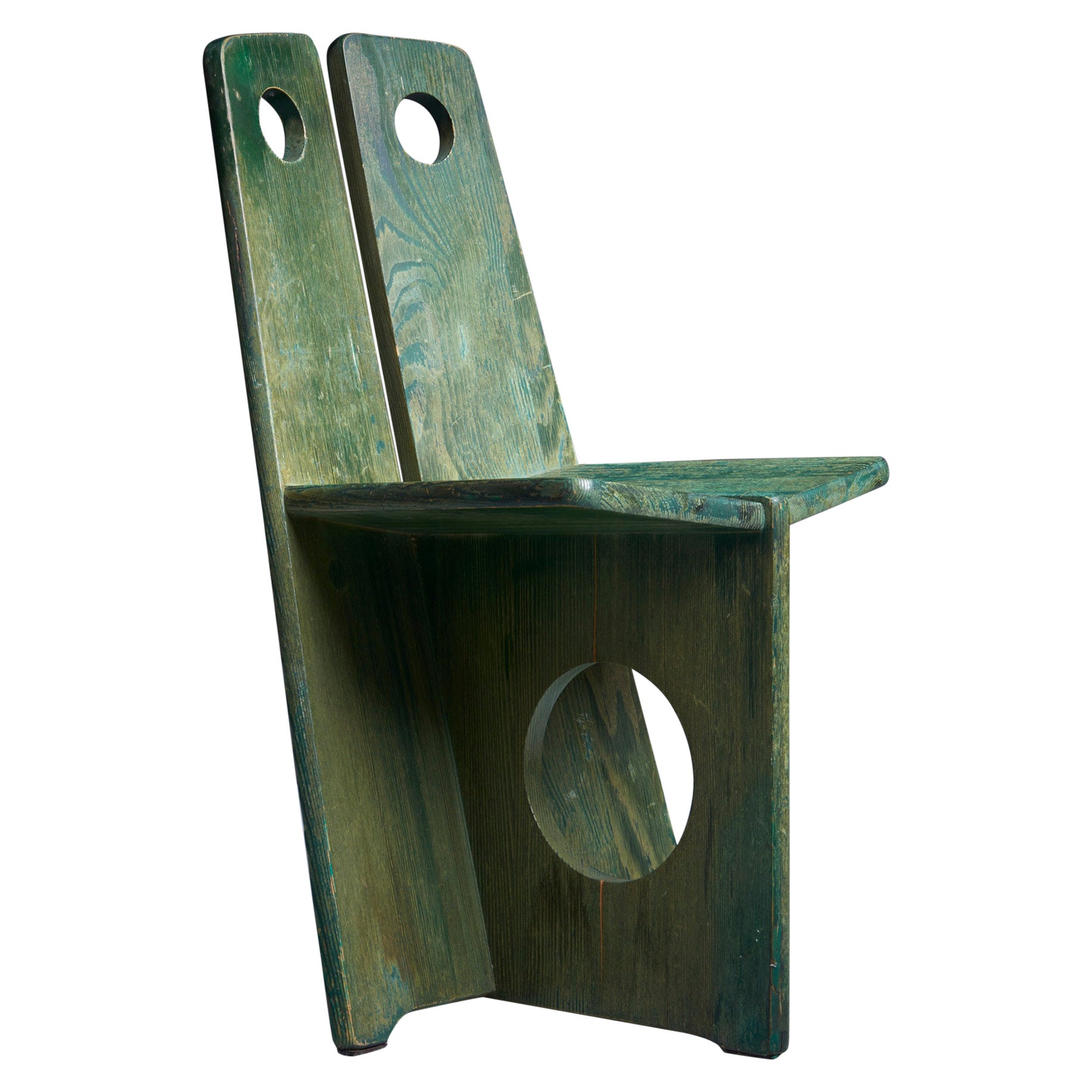 Gilbert Marklund Chair in Green Pine Wood for Urusnickarn Early 70s Sweden