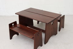 Gilbert Marklund - Ensemble table et banc en bois foncé