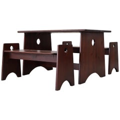 Gilbert Marklund Dark Wood Table and Bench Set