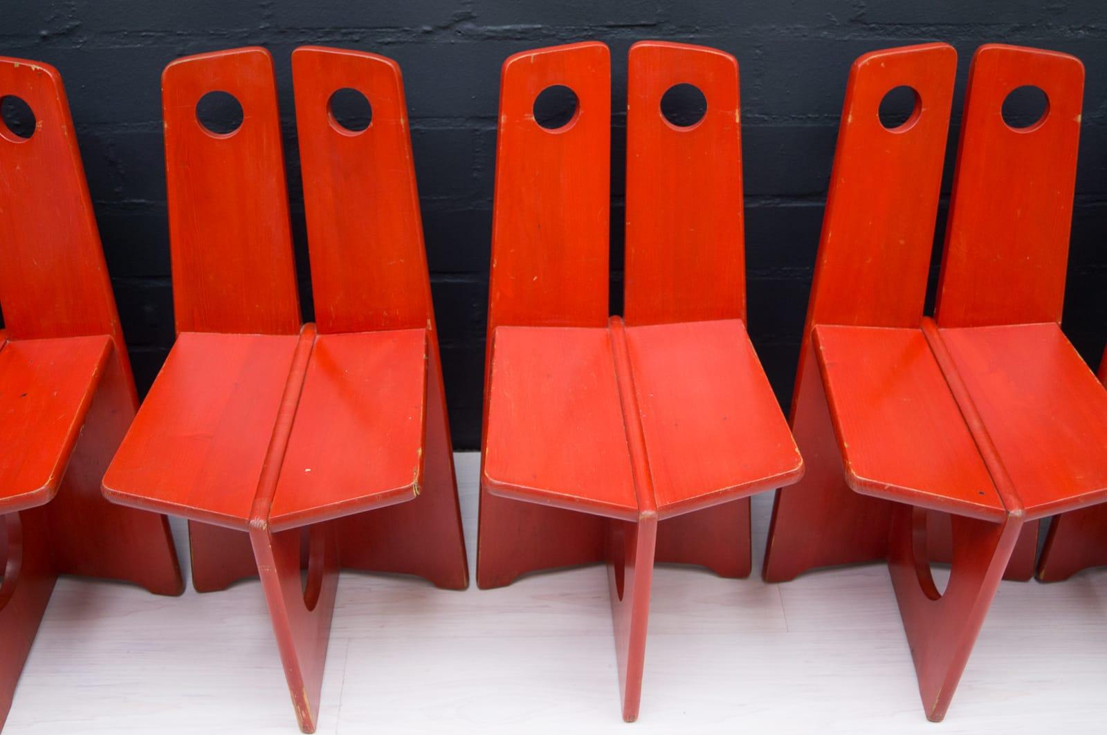Gilbert Marklund, Dining Chair Set in Pine, 1970 by Furusnickarn AB, Sweden In Fair Condition In Nürnberg, Bayern