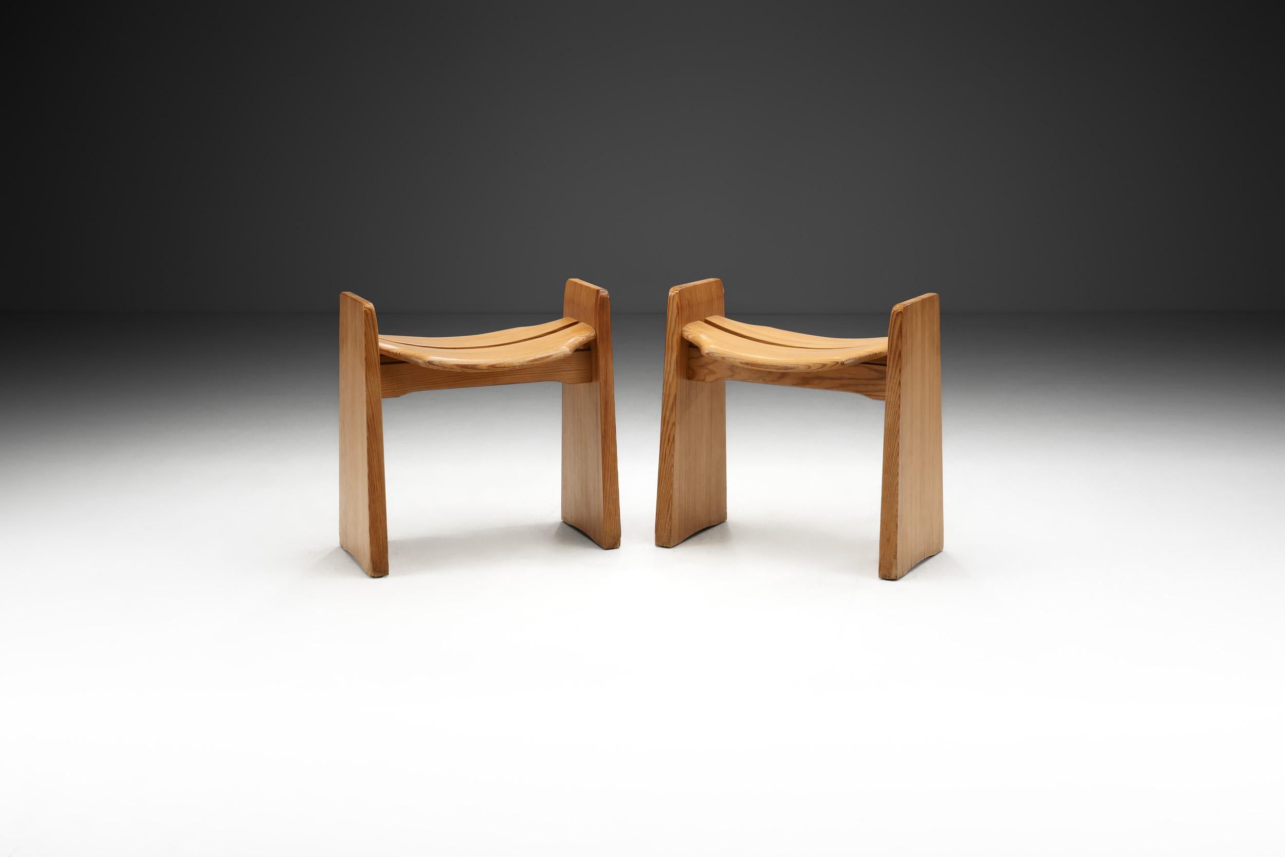 Designed in 1969, these so-called “Jonte” pine stools are the Swedish designer’s signature models. The design is brilliant in its simplicity, merging traditional Swedish craftsmanship with the strong influences of the modernist movement that swept