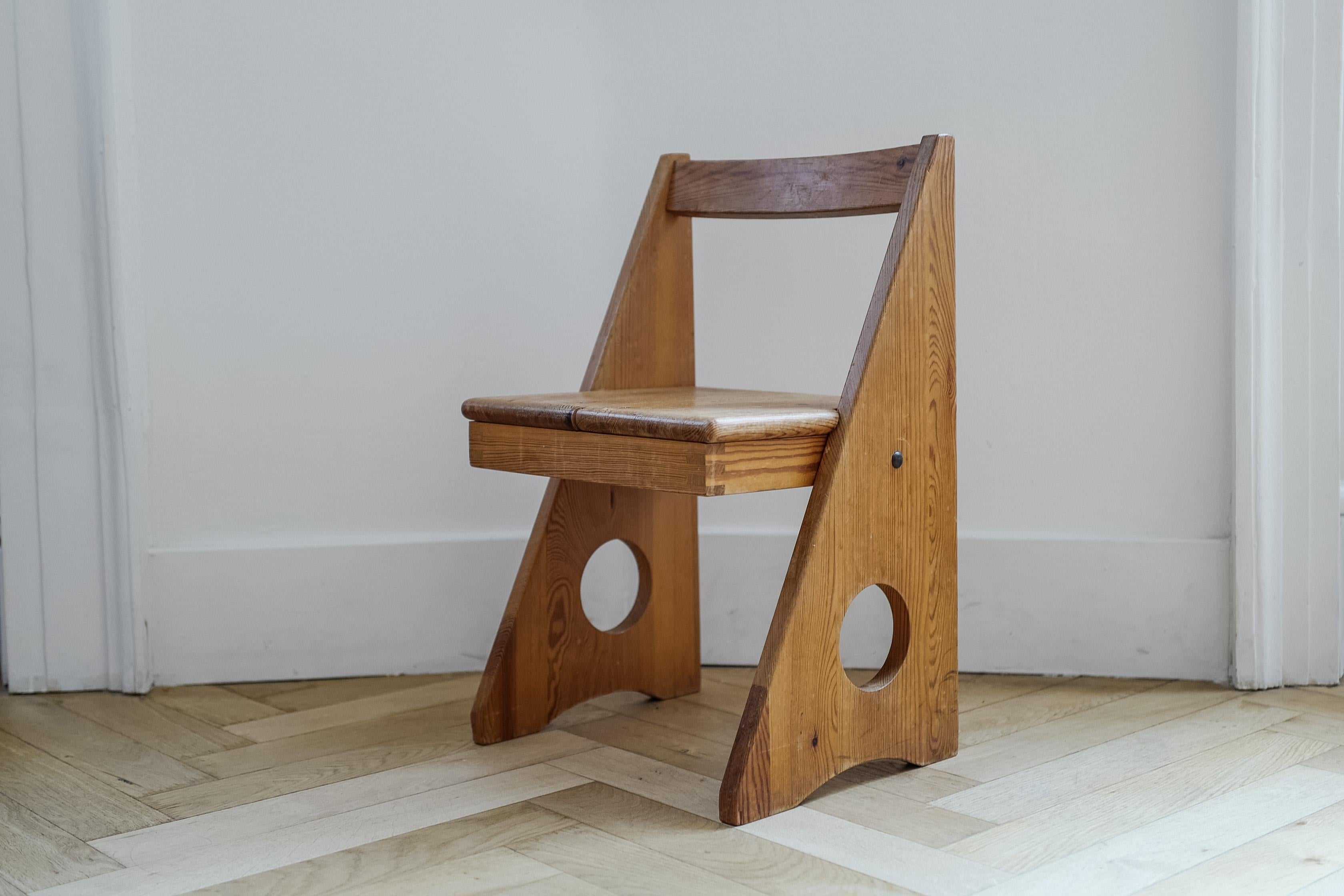 A Gilbert Marklund Pine Kids Chair from Sweden, 1970. Mid century modern children's chair.