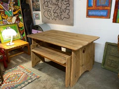 Table et poufs en pin Gilbert Marklund pour Furusnickarn, Suède