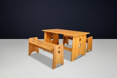 Gilbert Marklund Pine Table & Benches for Furusnickarn, Sweden, 1970s