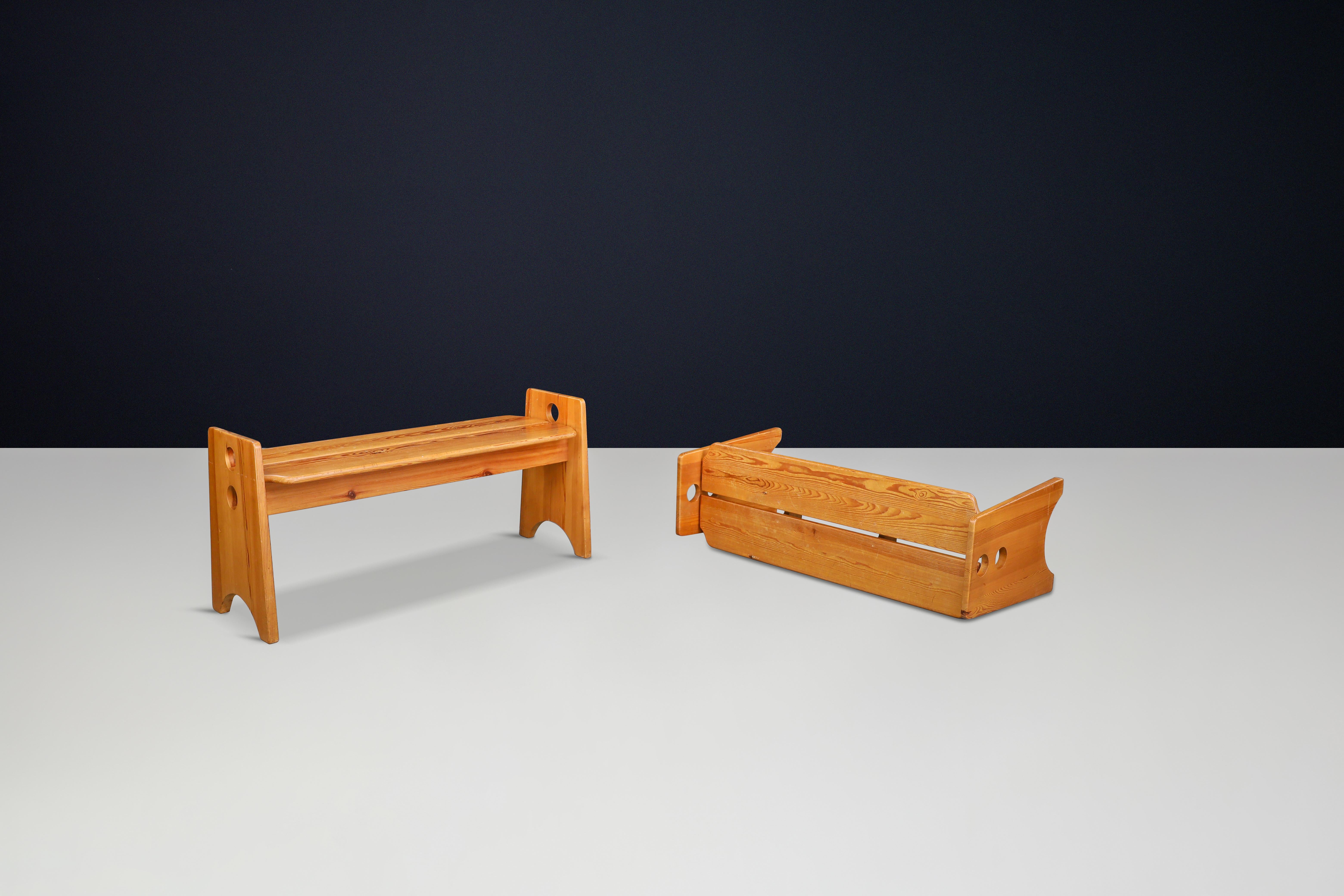 Gilbert Marklund Pine Table & Benches for Furusnickarn, Sweden, 1970s For Sale 1