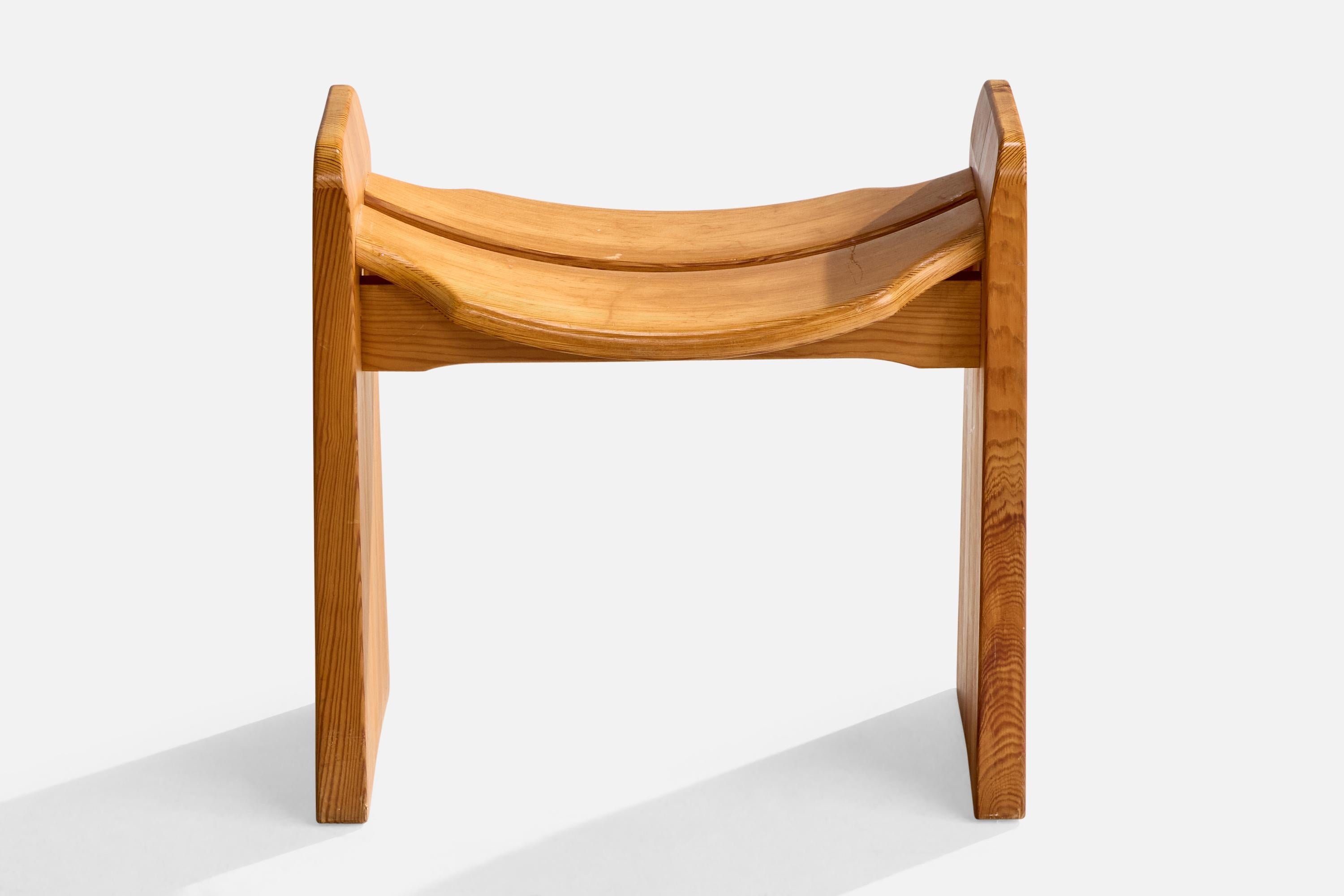 Mid-Century Modern Gilbert Marklund, Stool, Pine, Sweden, 1970s en vente
