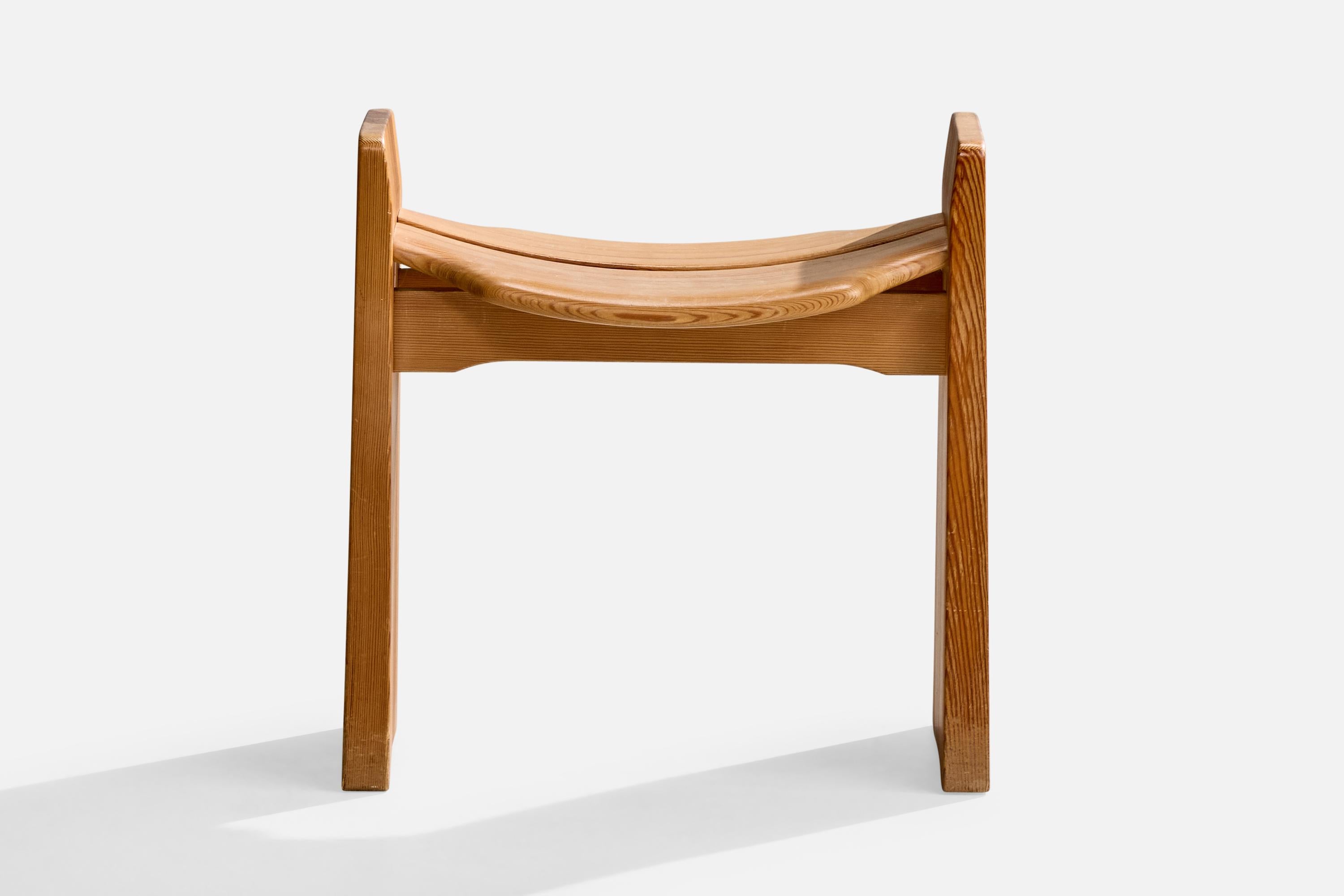 Mid-Century Modern Gilbert Marklund, Stool, Pine, Sweden, 1970s For Sale