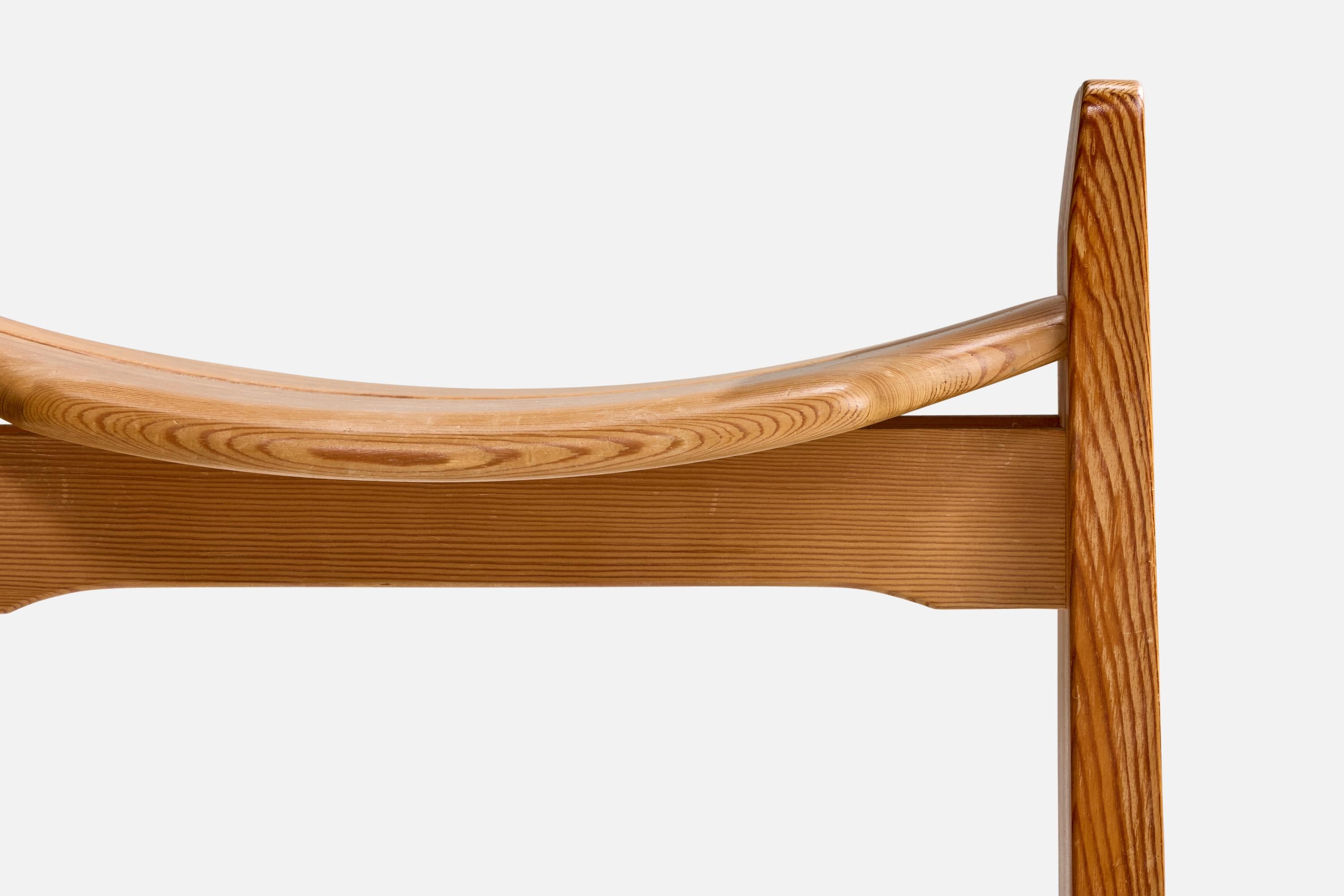Gilbert Marklund, Stool, Pine, Sweden, 1970s In Good Condition For Sale In High Point, NC