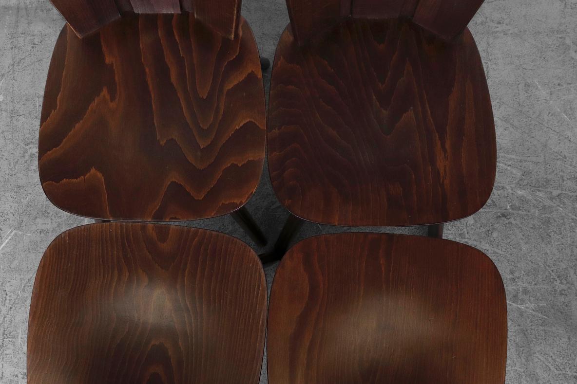 Gilbert Marklund Style Brutalist Dining Chairs with Fan-Top Seat Backs For Sale 1