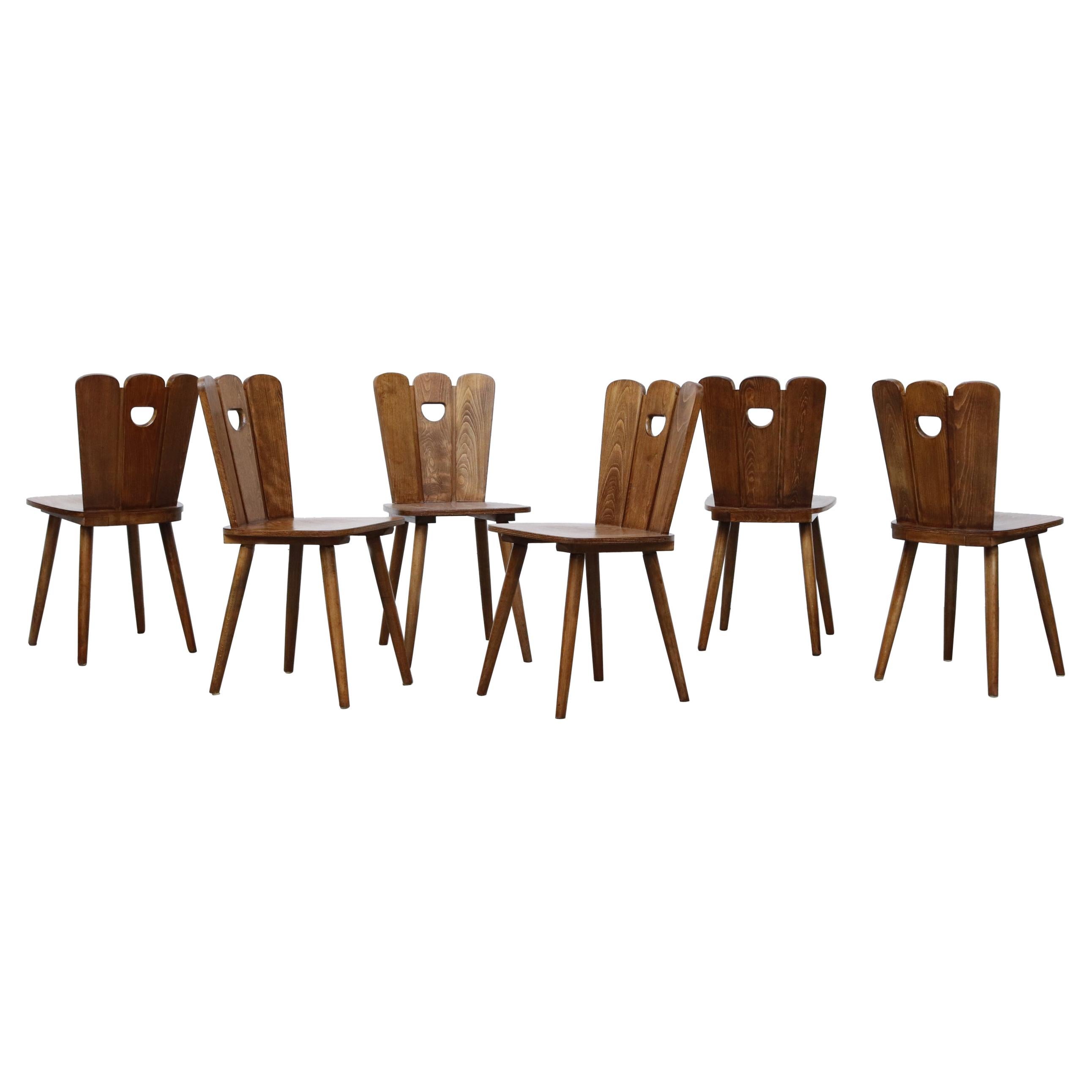 Gilbert Marklund Style Brutalist Fan Topped Dining Chairs