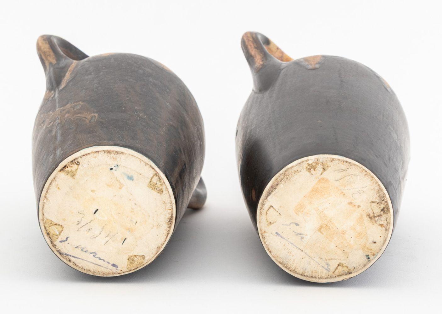 Vernissé Vases en poterie d'art émaillée Gilbert Metenier, 2 en vente