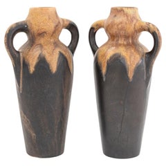 Gilbert Metenier Tropfen glasierte Kunst Töpferei Vasen, 2 Gilbert Metenier Tropfen glasierte Kunst Töpferei Vasen, 2