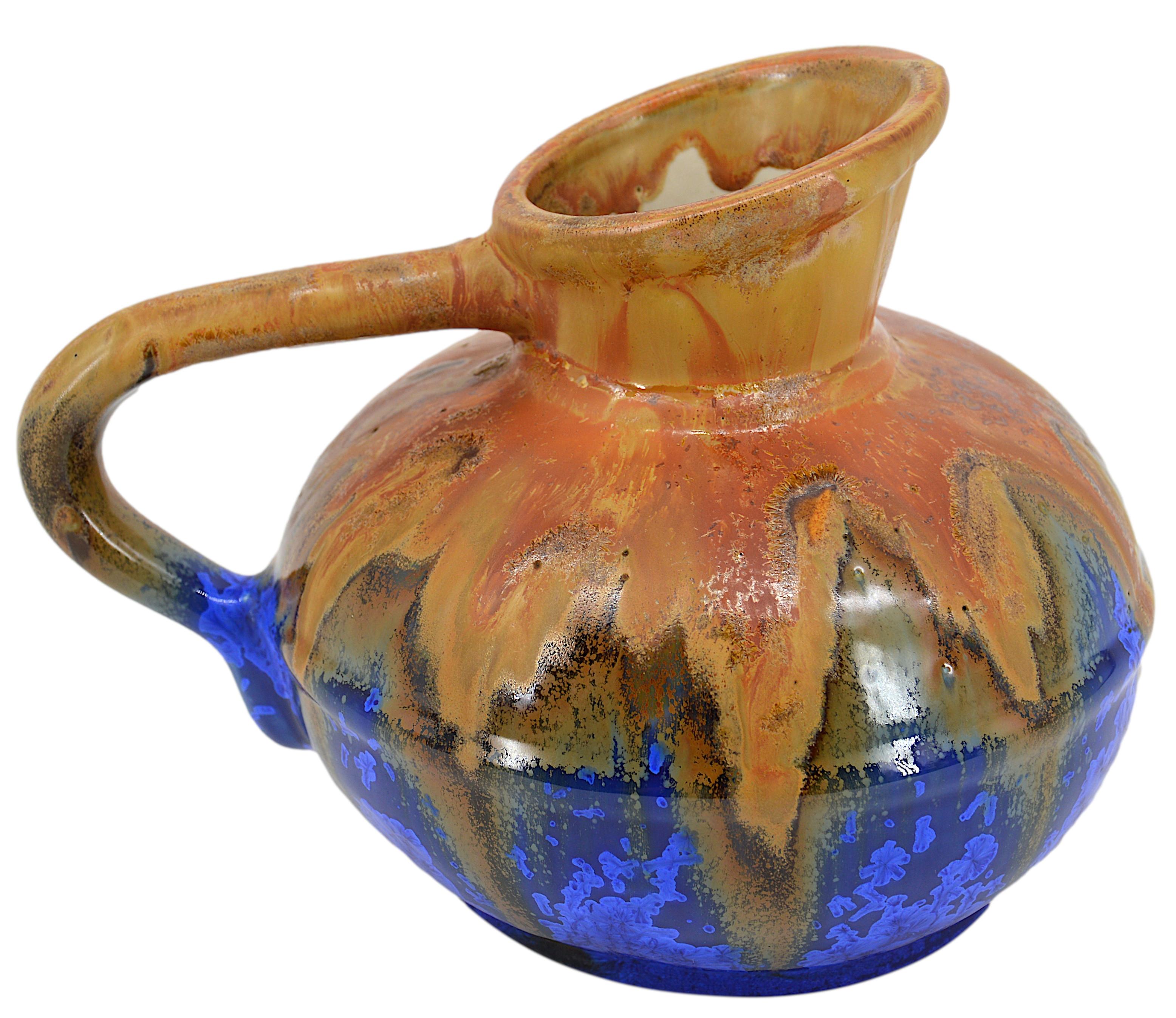 Gilbert Metenier French Art Deco Stoneware Pitcher, 1910s In Excellent Condition For Sale In Saint-Amans-des-Cots, FR