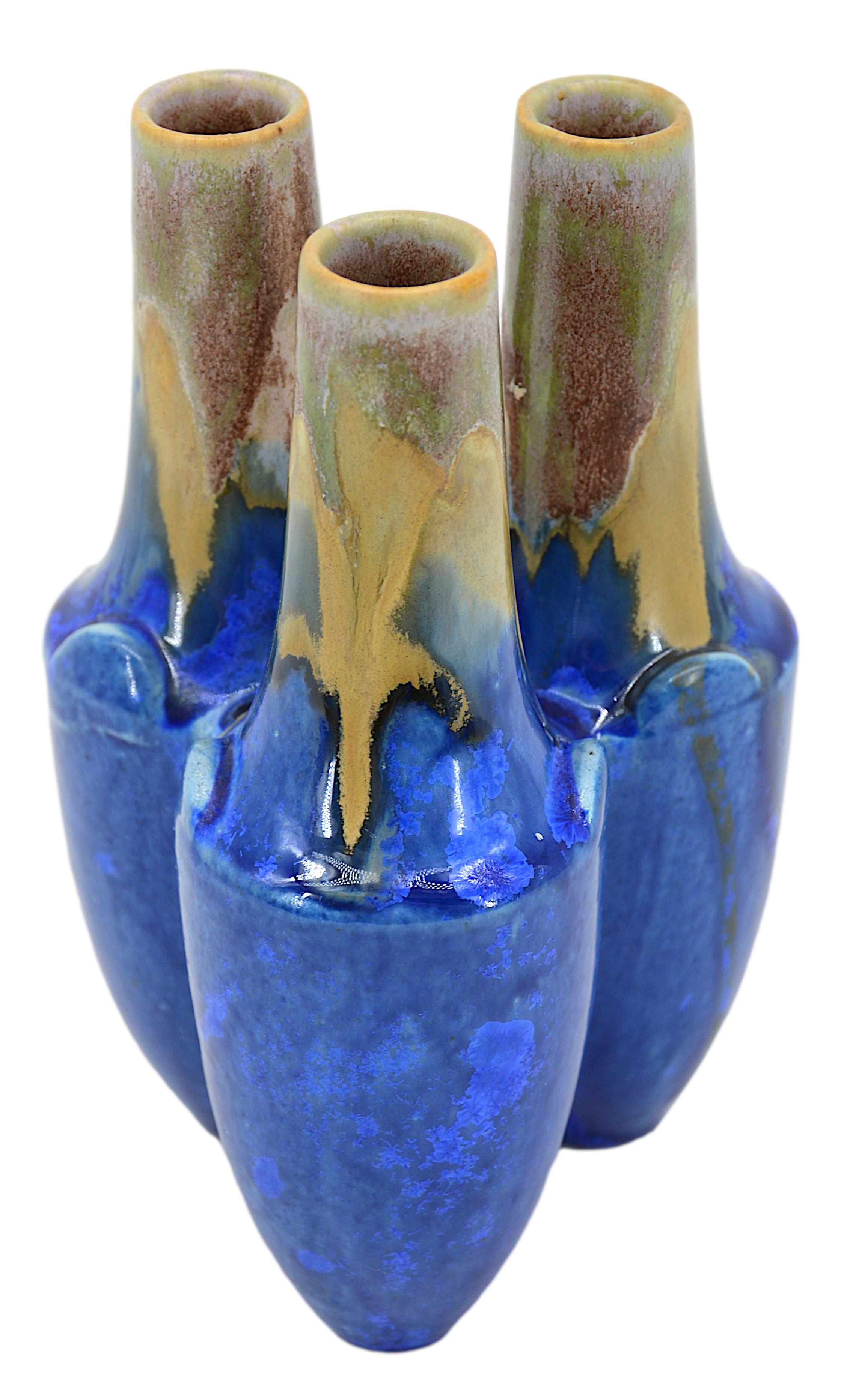 Gilbert METENIER French Art Deco Stoneware Vase 1920 In Excellent Condition For Sale In Saint-Amans-des-Cots, FR