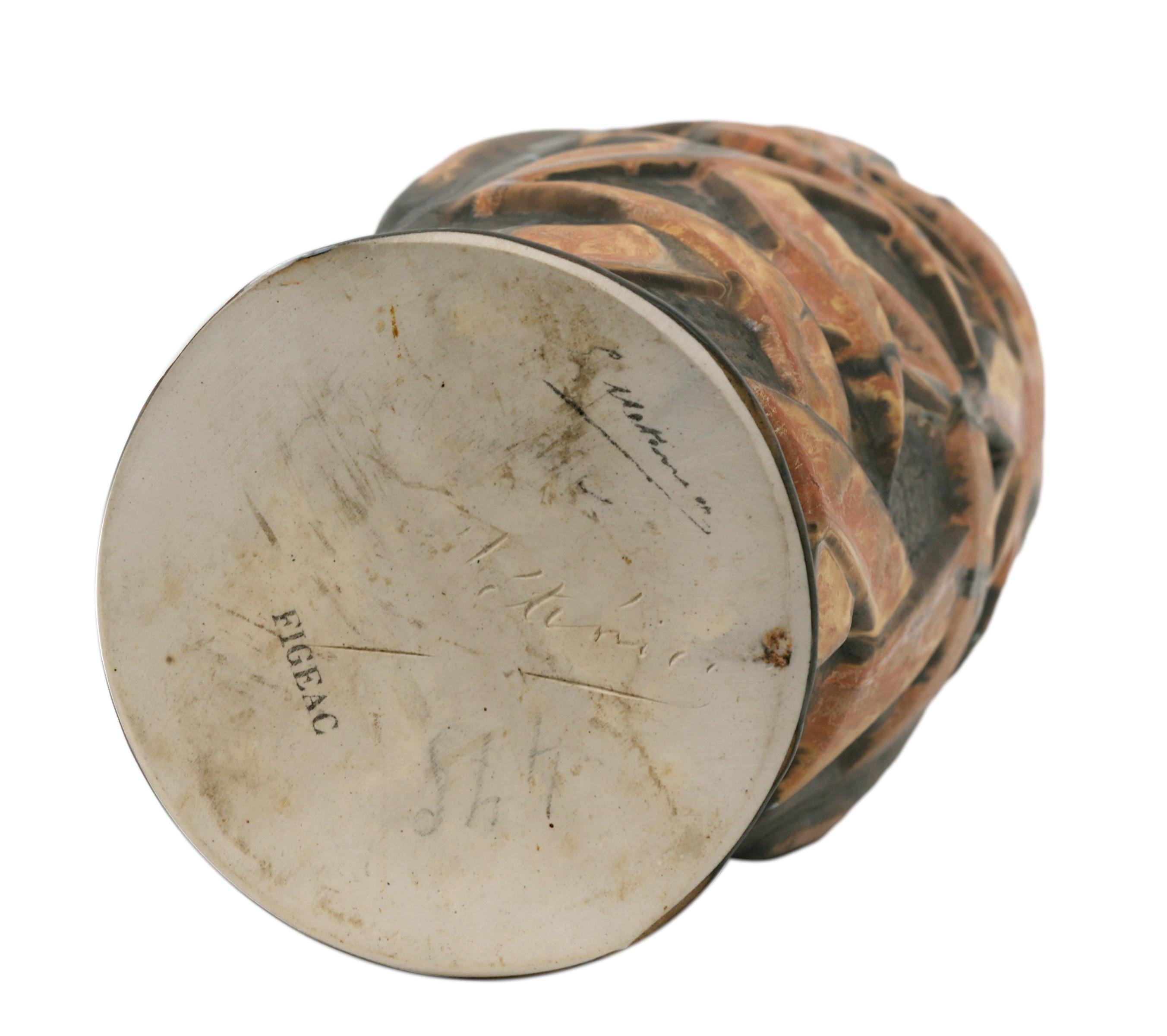 Große französische Art-Déco-Steinzeugvase von Gilbert METENIER im Art déco-Stil, 1920 im Angebot 5
