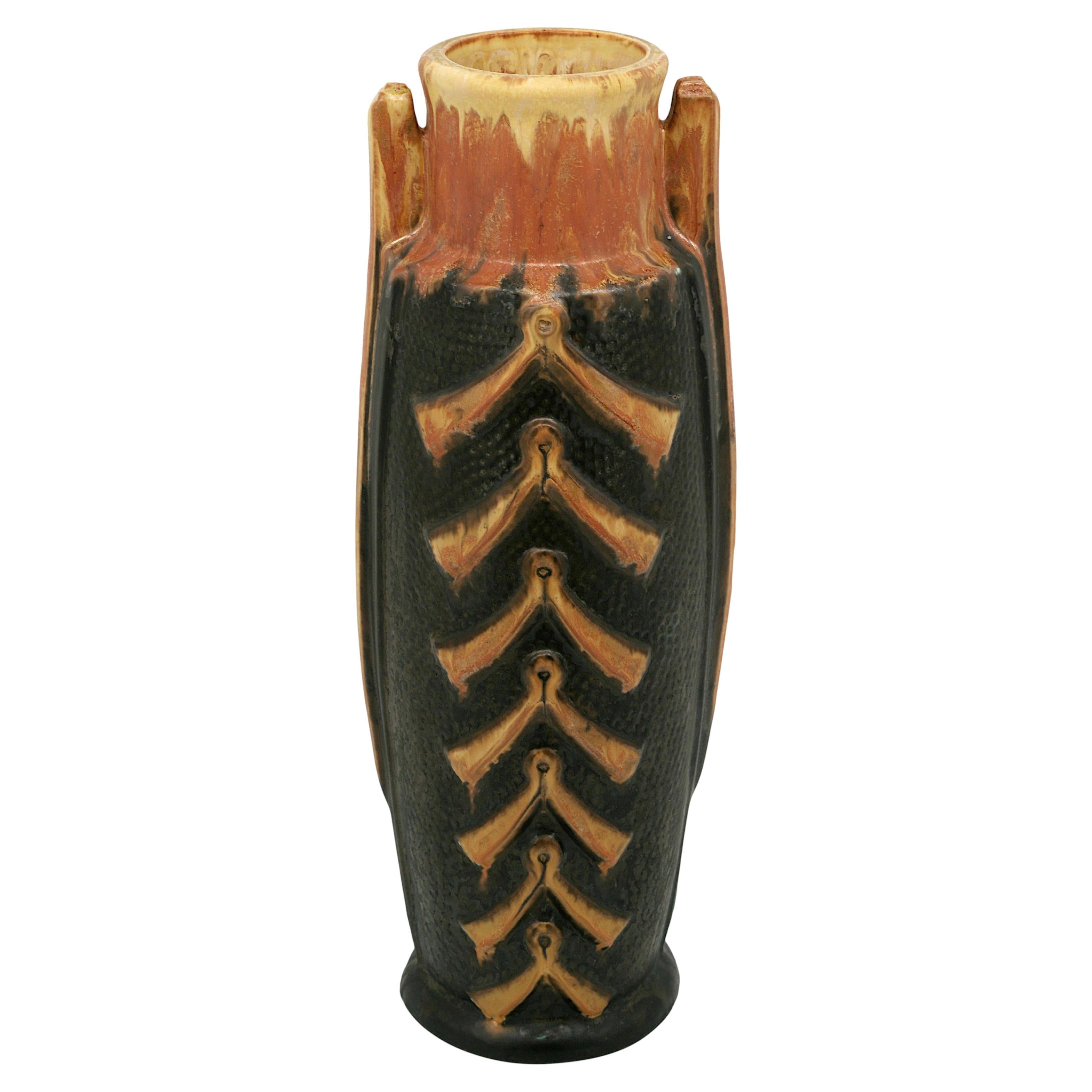 Große französische Art-Déco-Steinzeugvase von Gilbert METENIER im Art déco-Stil, 1920 im Angebot 2