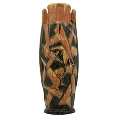 Gilbert METENIER Große französische Vase aus Steingut im Art Déco-Stil, 1920er Jahre