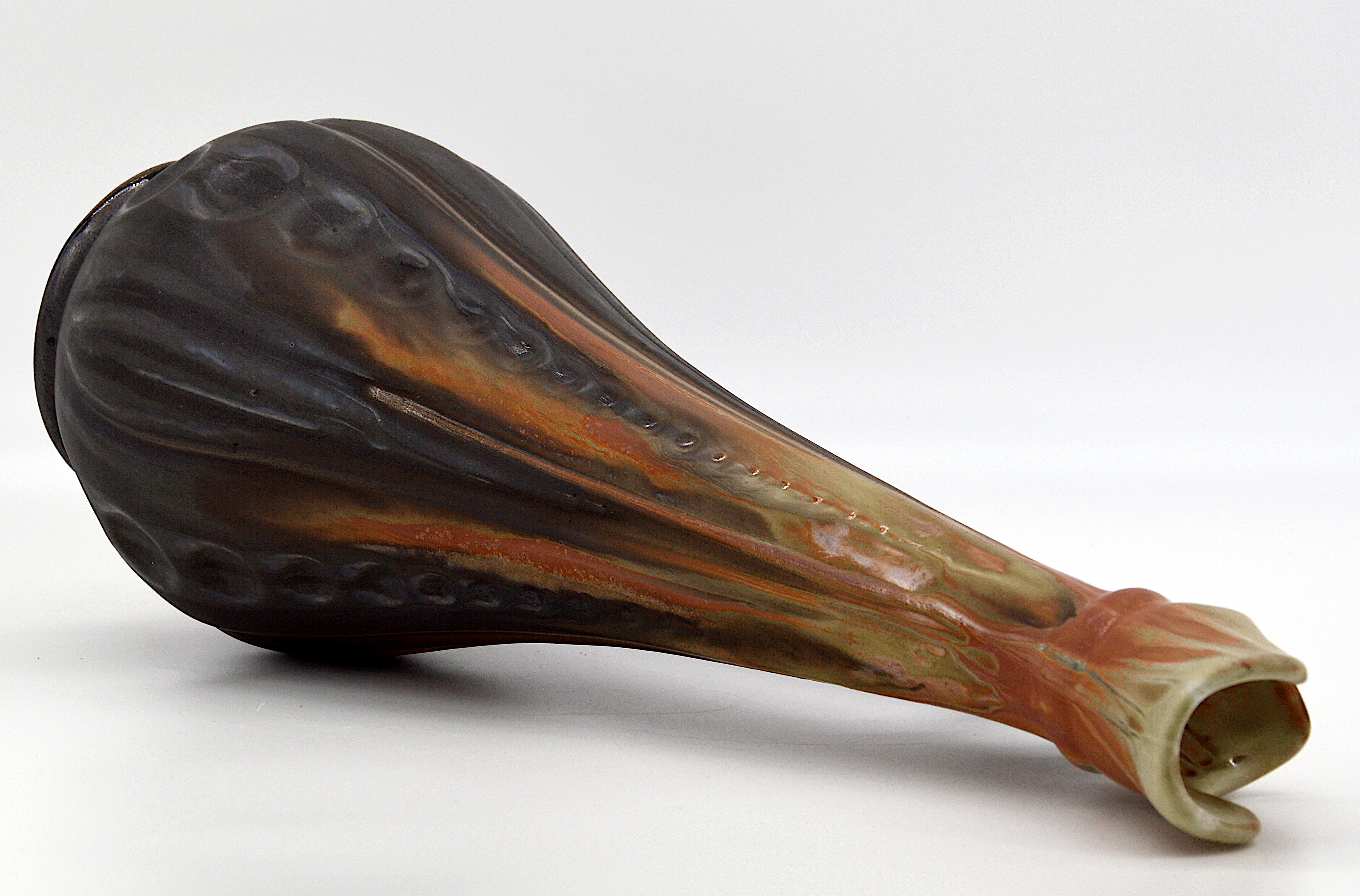 Art Deco Gilbert Metenier Tall French Stoneware Ewer, 1910s For Sale