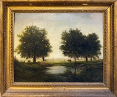 „In der Nähe von Bourron, Frankreich“ Gilbert Munger, Schule von Barbizon, Landschaftslandschaft