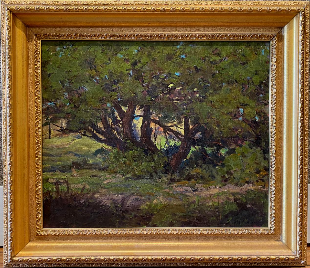 Gilbert Neumann Landscape Painting - "TEXAS DENSITY" TREES, CACTUS, TEXAS HILL COUNTRY 
