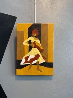 Ragazza con fisarmonica di Gilbert Pauli - Olio su tela 46x33 cm