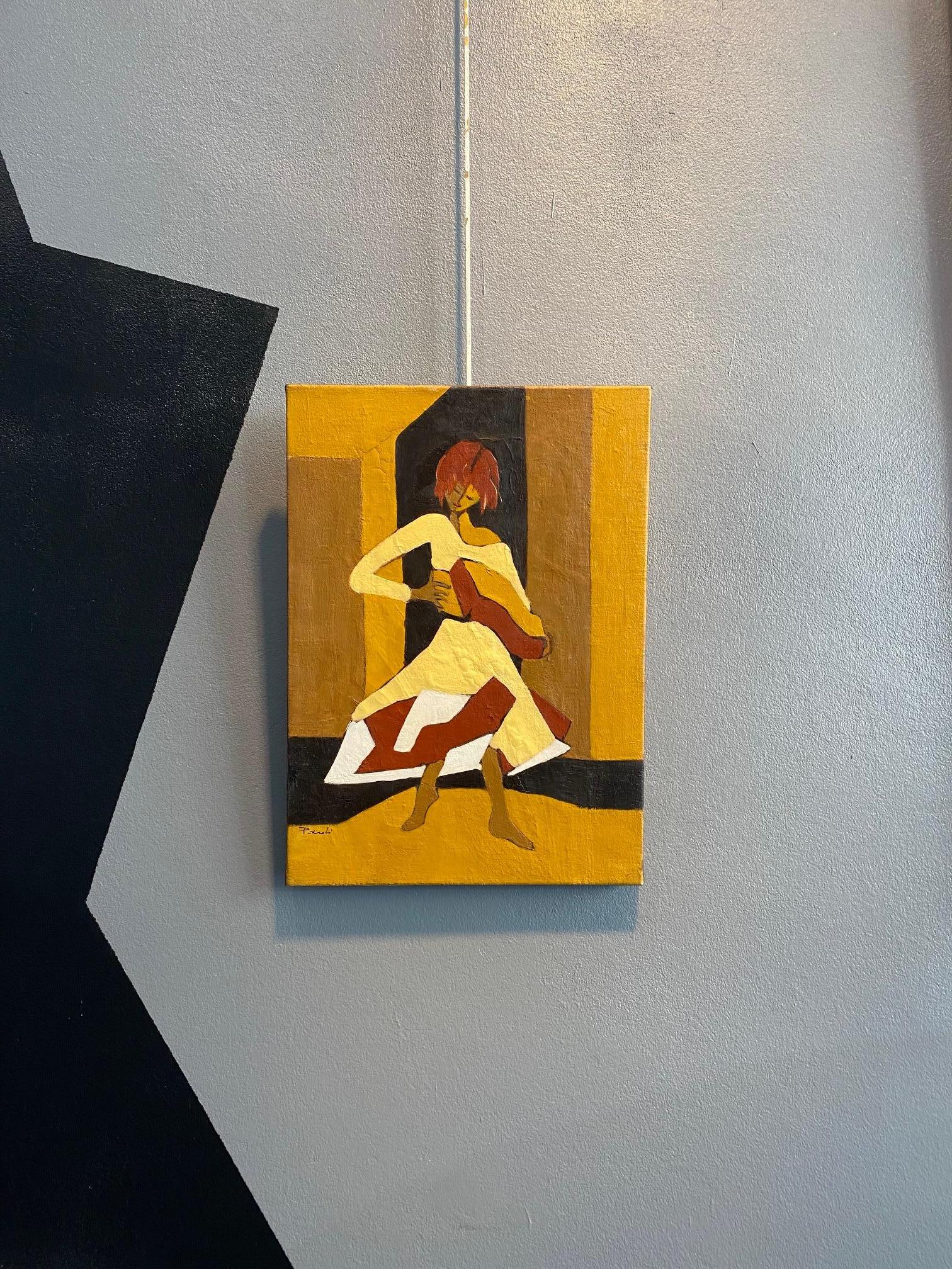 Accordion girl par Gilbert Pauli - Huile sur toile 46x33 cm en vente 4