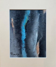 Blue and grey abstract composition n1 by Gilbert Pauli - Oil on canvas 19x23 cm