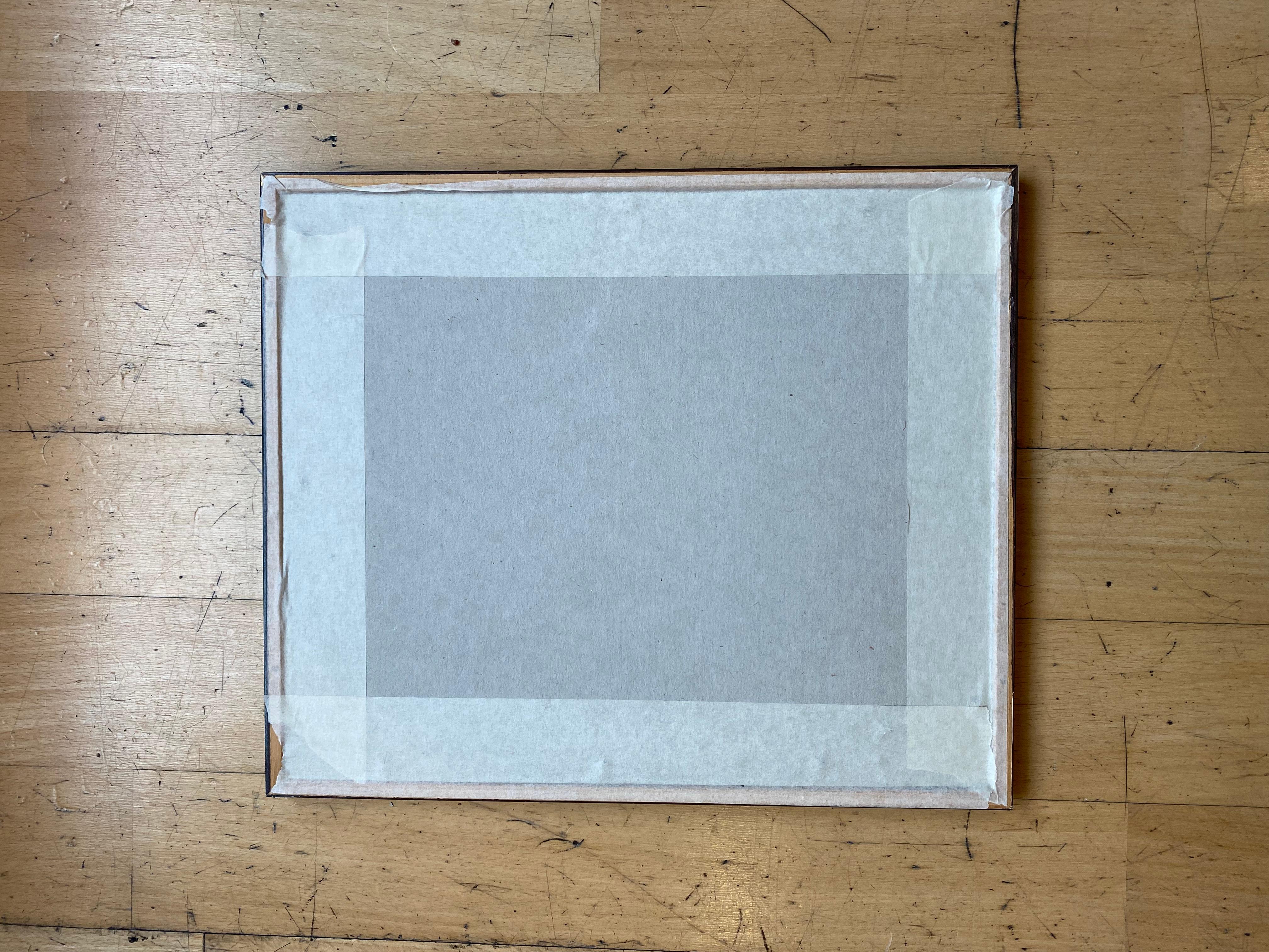 Blaue und graue abstrakte Komposition n1 von Gilbert Pauli - Öl auf Leinwand 19x23 cm im Angebot 7