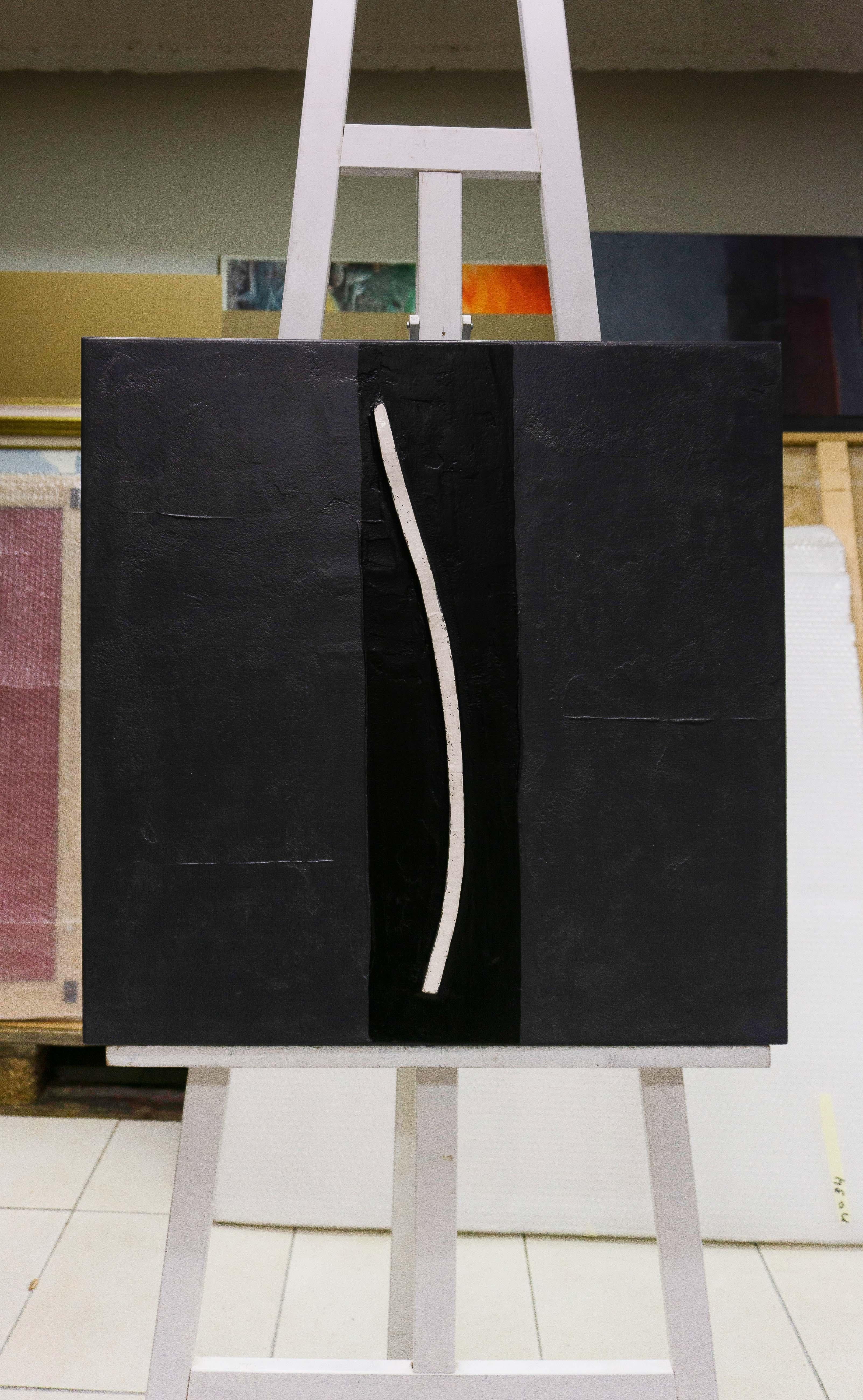 Céramique noire n°1 by Gilbert Pauli - Mixed media 61x61 cm For Sale 1