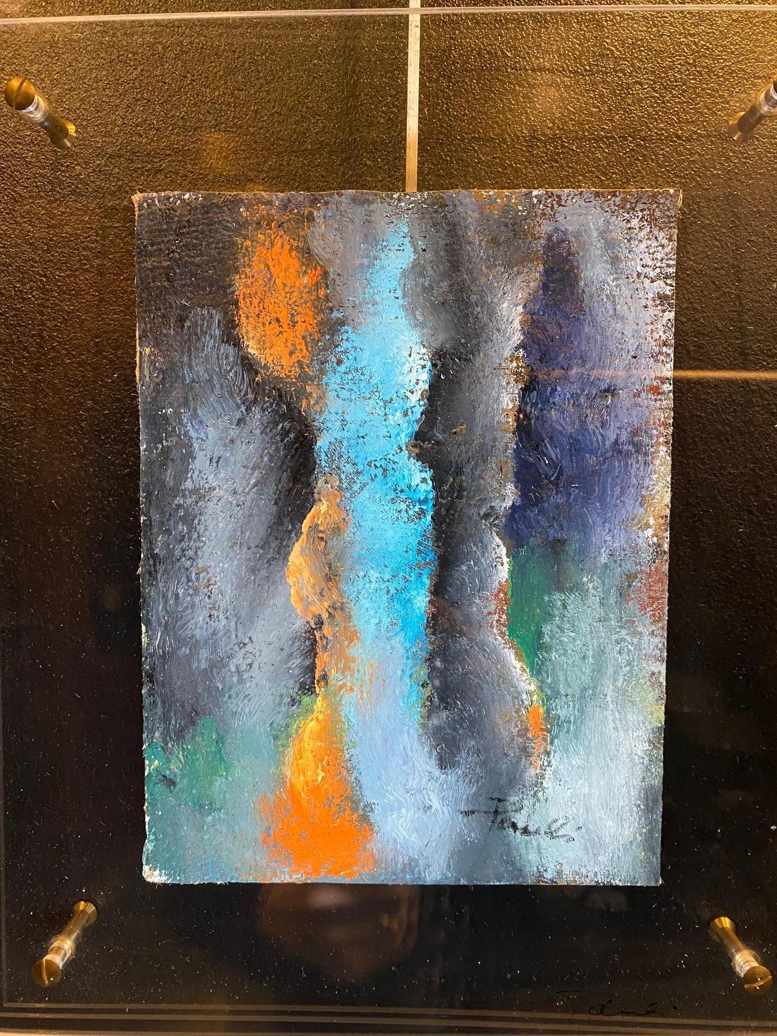 „Chercher“ von Gilbert Pauli – Öl auf Leinwand 17x23 cm im Angebot 1