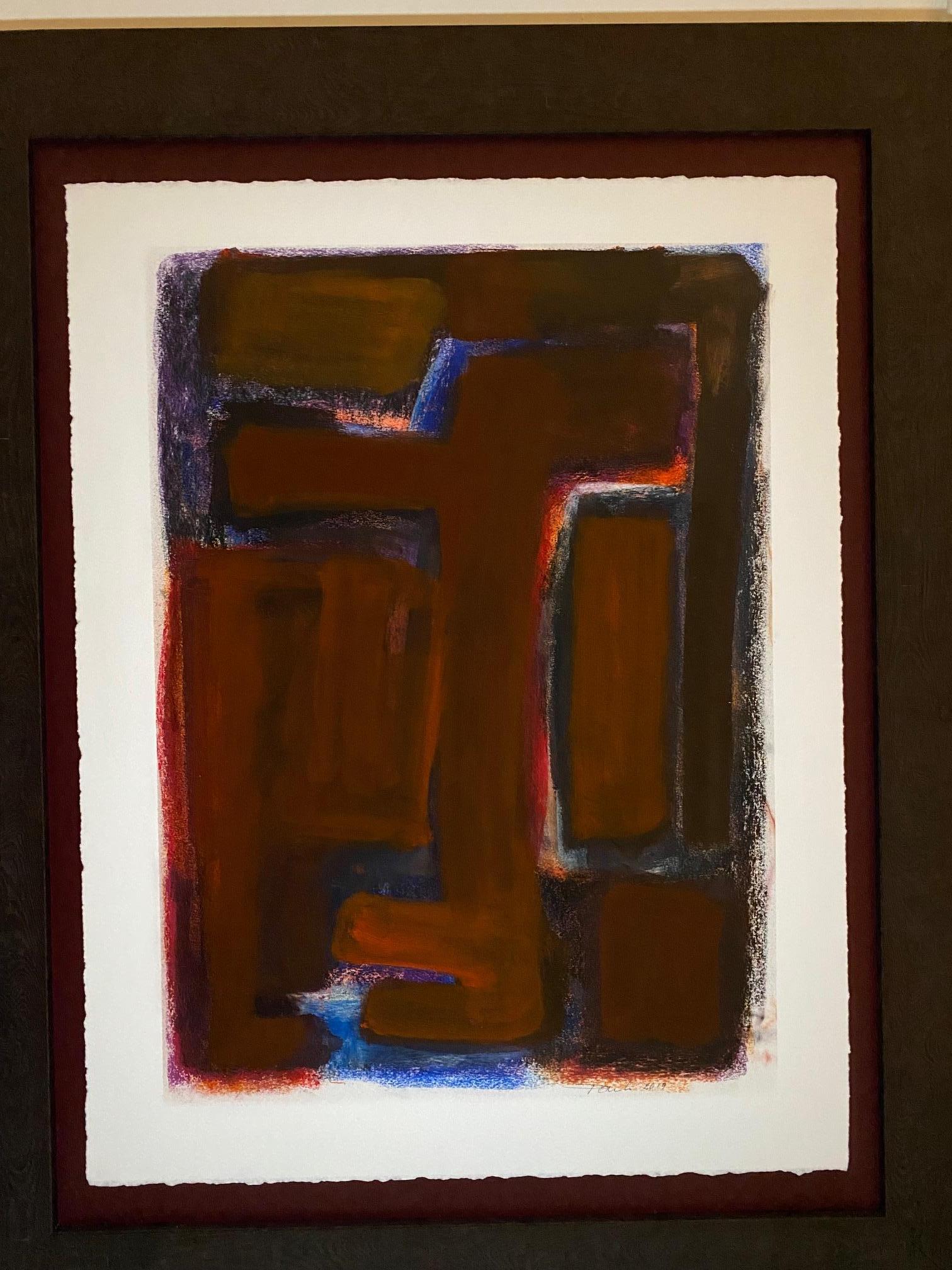 Work on paper laminated and framed; Brown wooden frame, total size with frame; 84x68x2 cm 

Born in 1944 in the canton of Fribourg, Gilbert Pauli currently lives in Geneva, where he devotes himself to painting and sculpture, a passion he developed