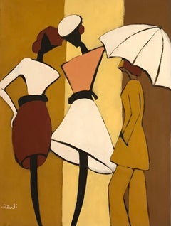 Retro The umbrella by Gilbert Pauli - Oil on canvas 61x46 cm