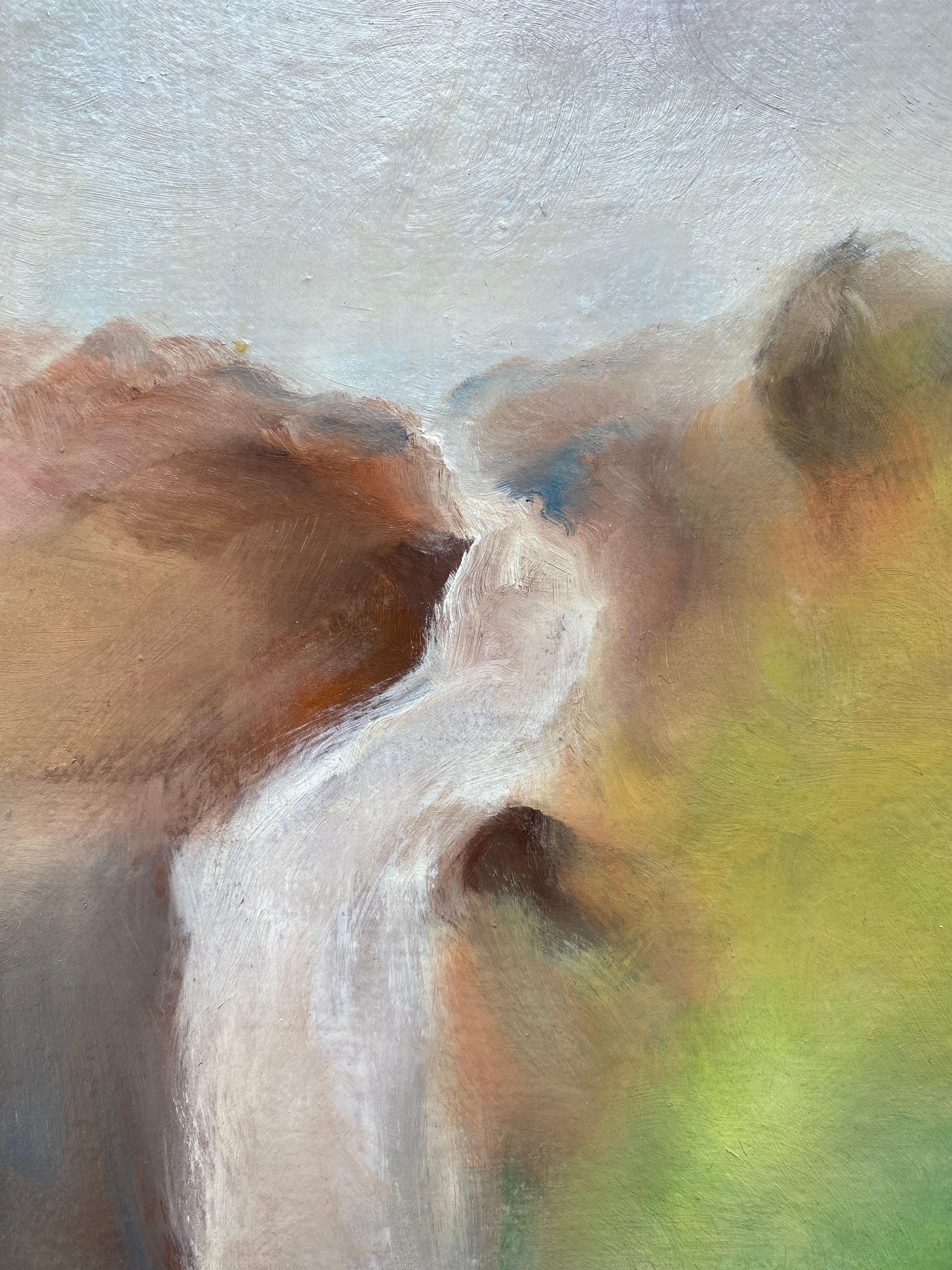 Cascade au pastel de Gilbert Pauli - Huile sur toile 27x35 cm en vente 2