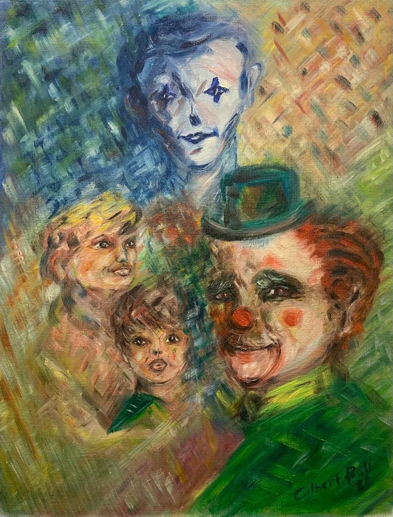 Des personnages de cirque de Gilbert Pauli - Huile sur toile 55x42 cm