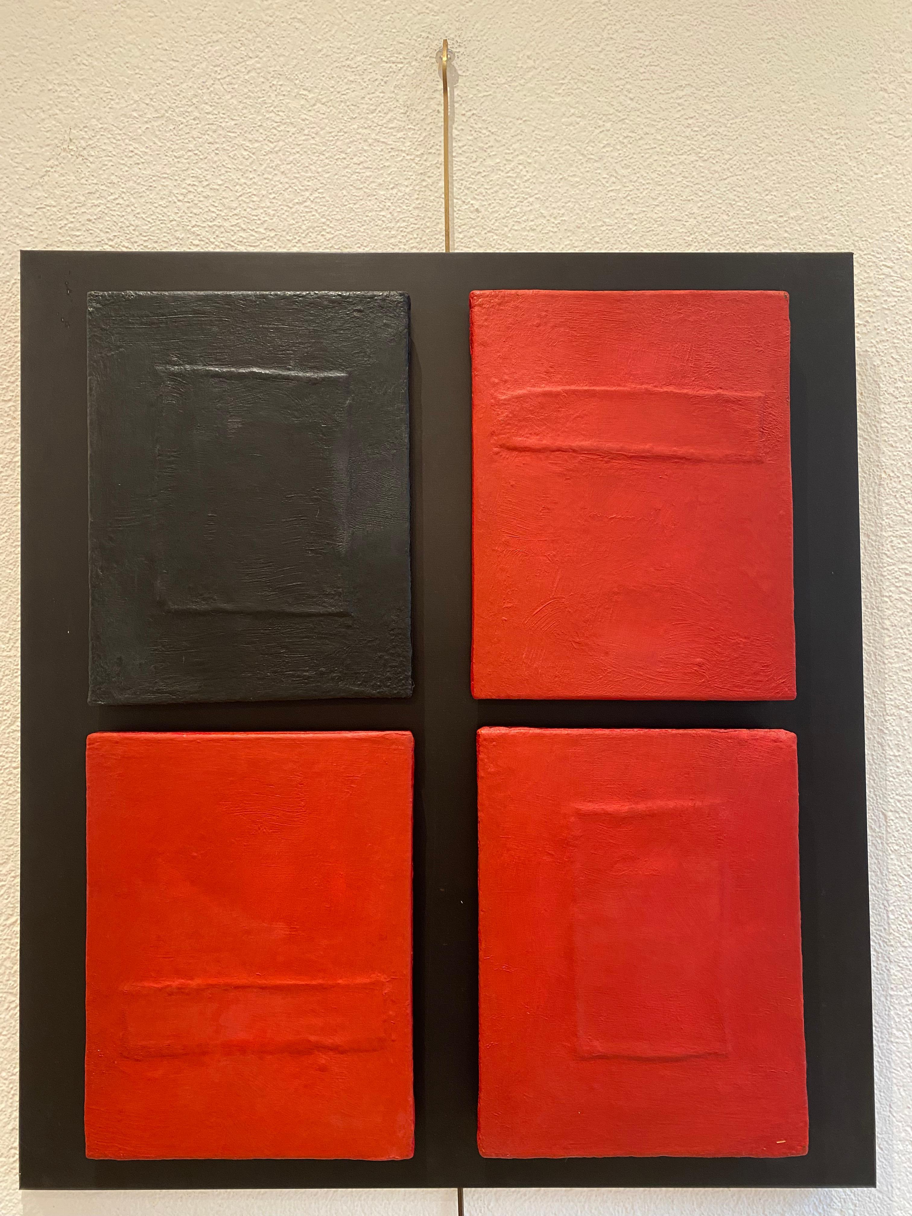 Four oils on canvas glued on an aluminium plate tinted by acrylique 

Born in 1944 in the canton of Fribourg, Gilbert Pauli currently lives in Geneva, where he devotes himself to painting and sculpture, a passion he developed from his childhood. His