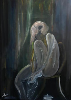 Shy nude by Gilbert Pauli - Oil on wood 67x94 cm