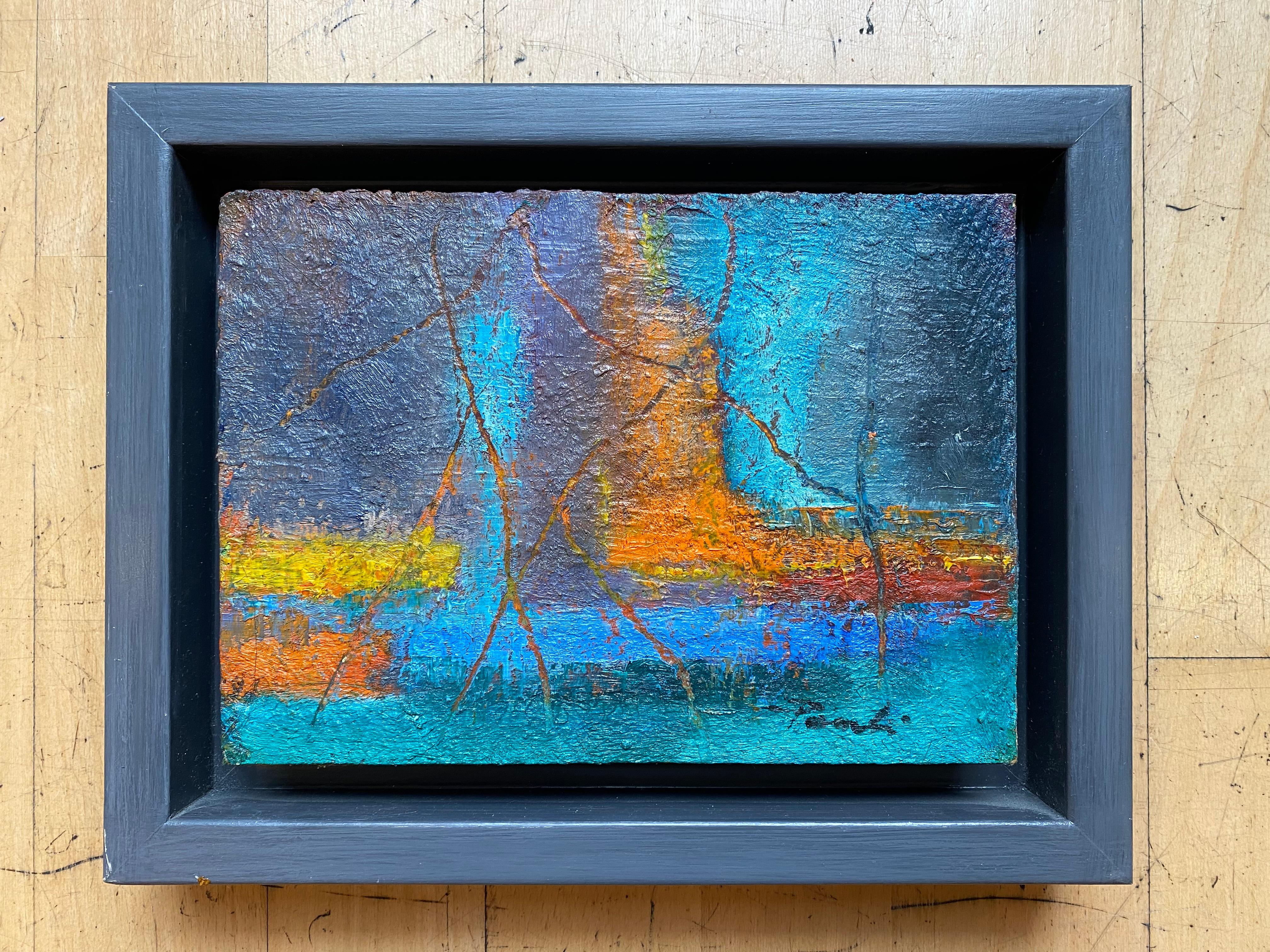 Cantare di Gilbert Pauli - Olio su tela 15x21 cm in vendita 2