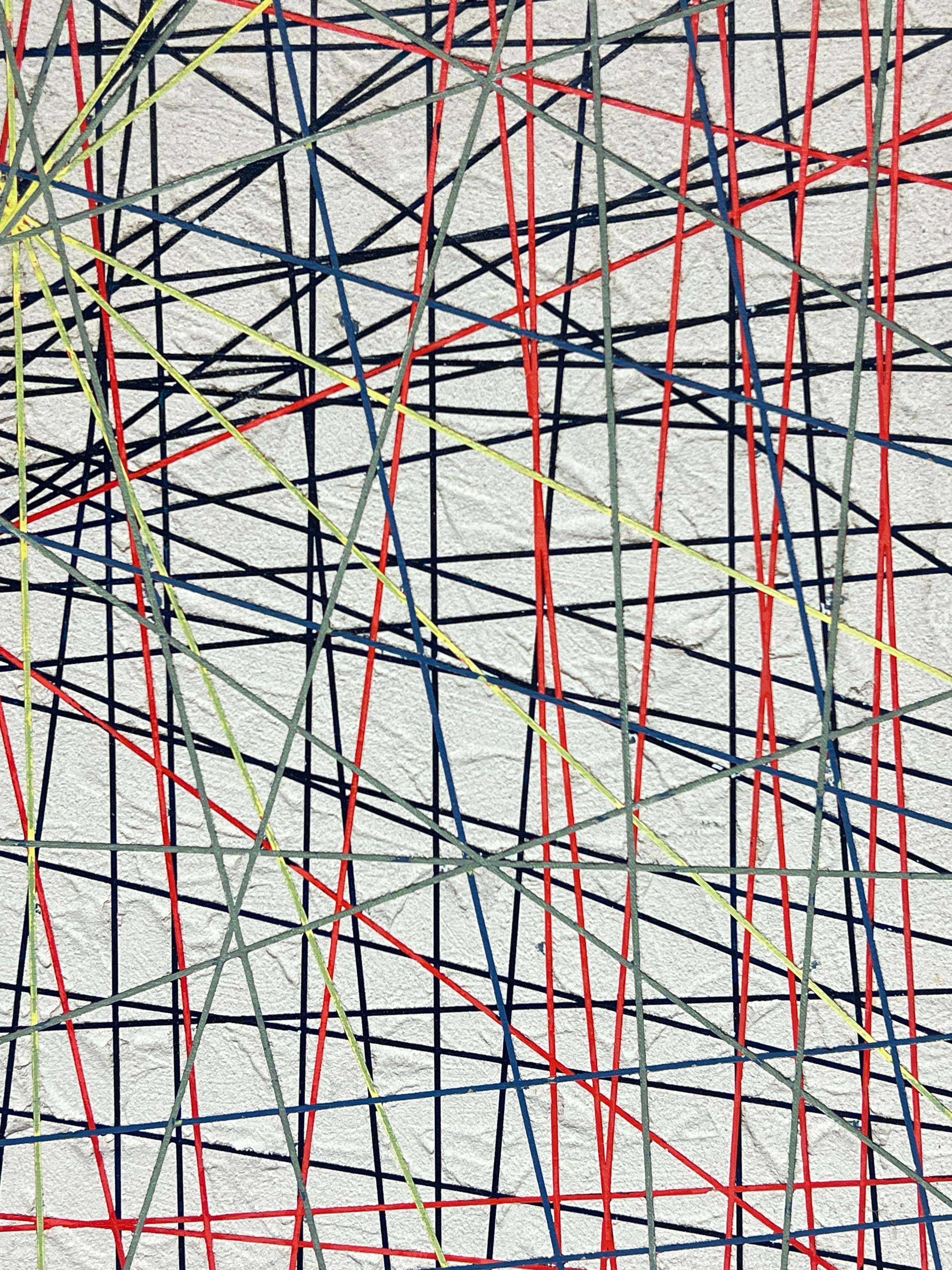 Pittura astratta geometrica francese del 1970 su tela, firmata - Painting di Gilbert Pelissier