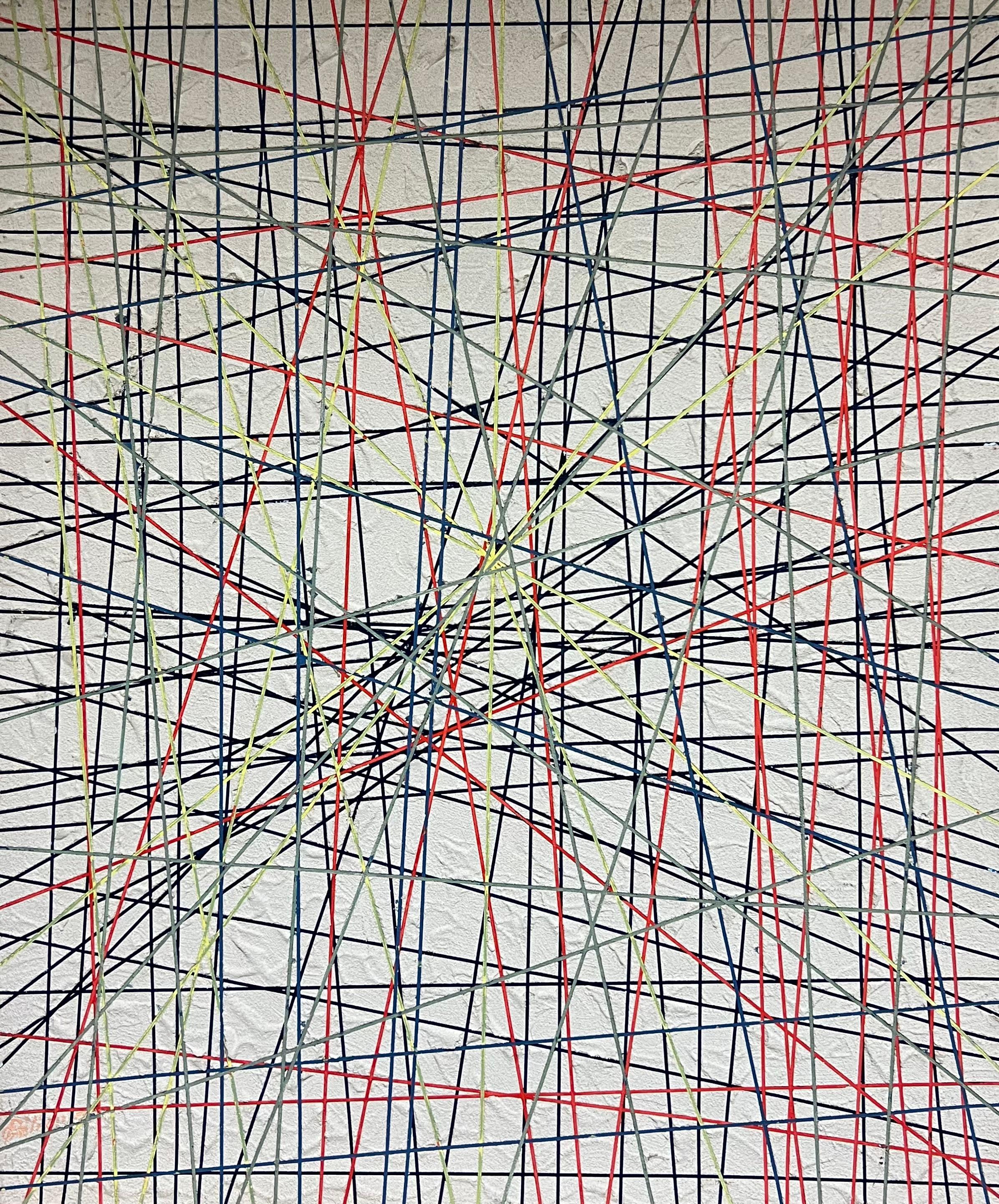 Pittura astratta geometrica francese del 1970 su tela, firmata - Painting Espressionismo astratto di Gilbert Pelissier