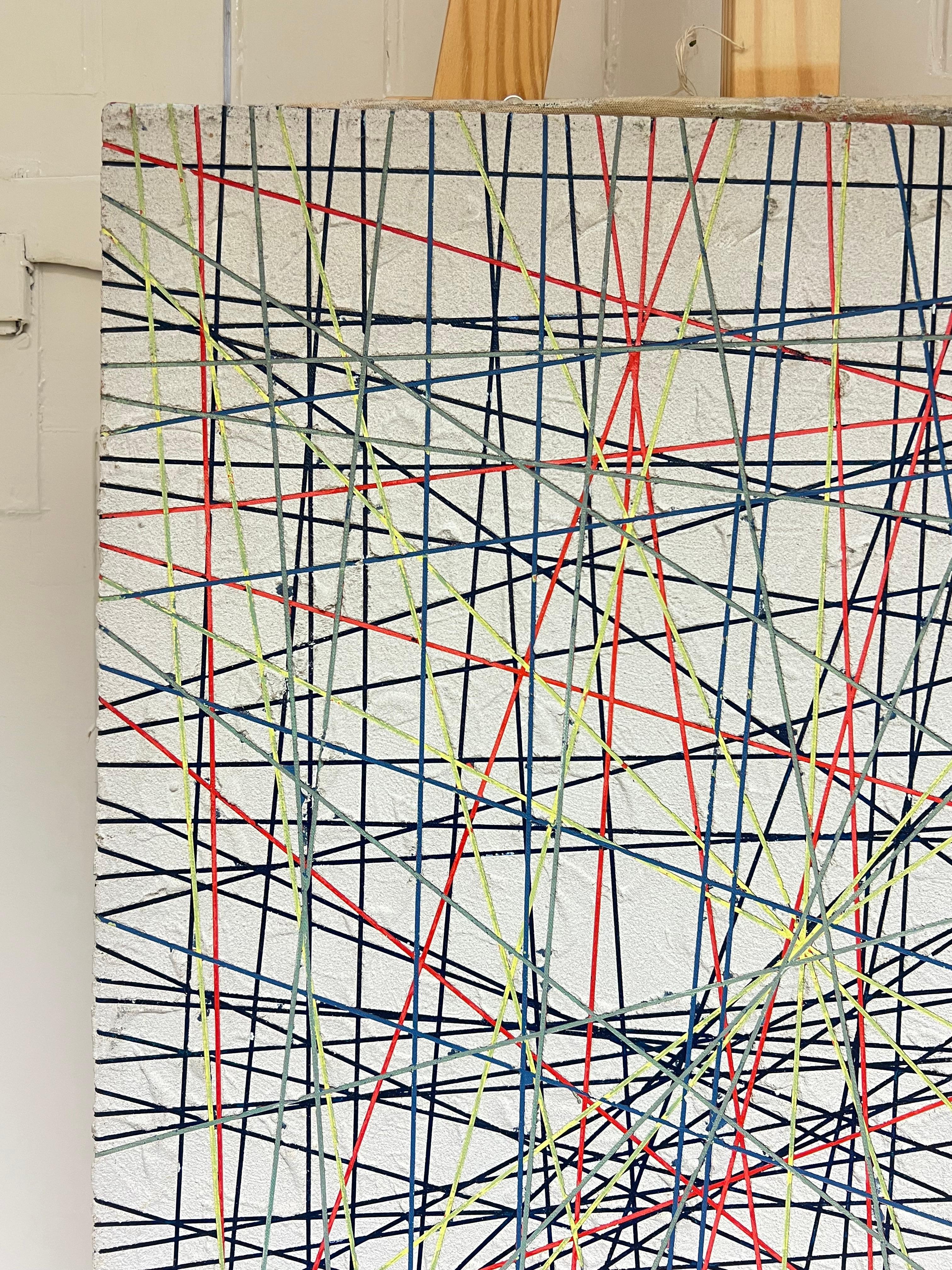 Pittura astratta geometrica francese del 1970 su tela, firmata in vendita 1