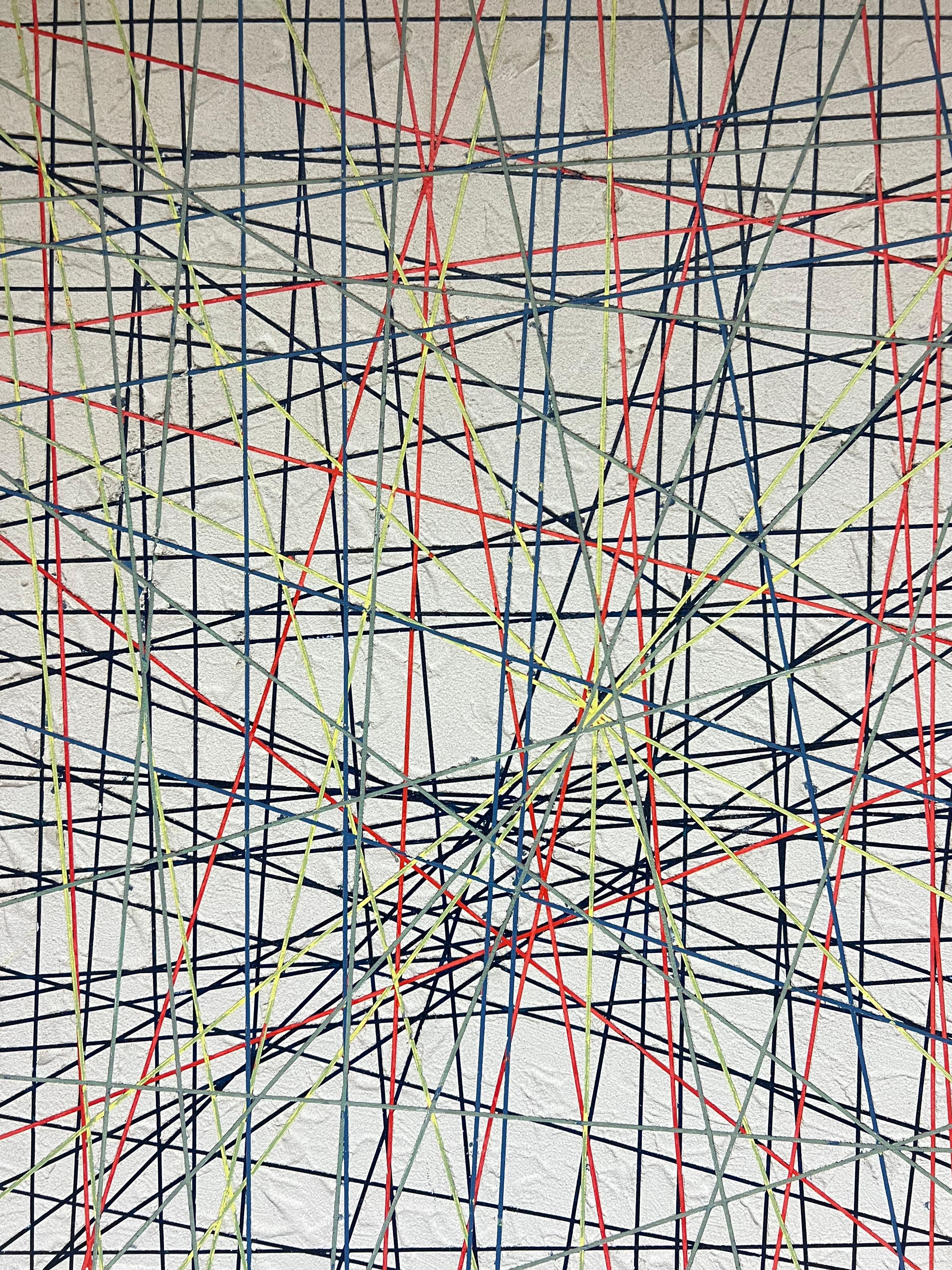 Pittura astratta geometrica francese del 1970 su tela, firmata in vendita 2