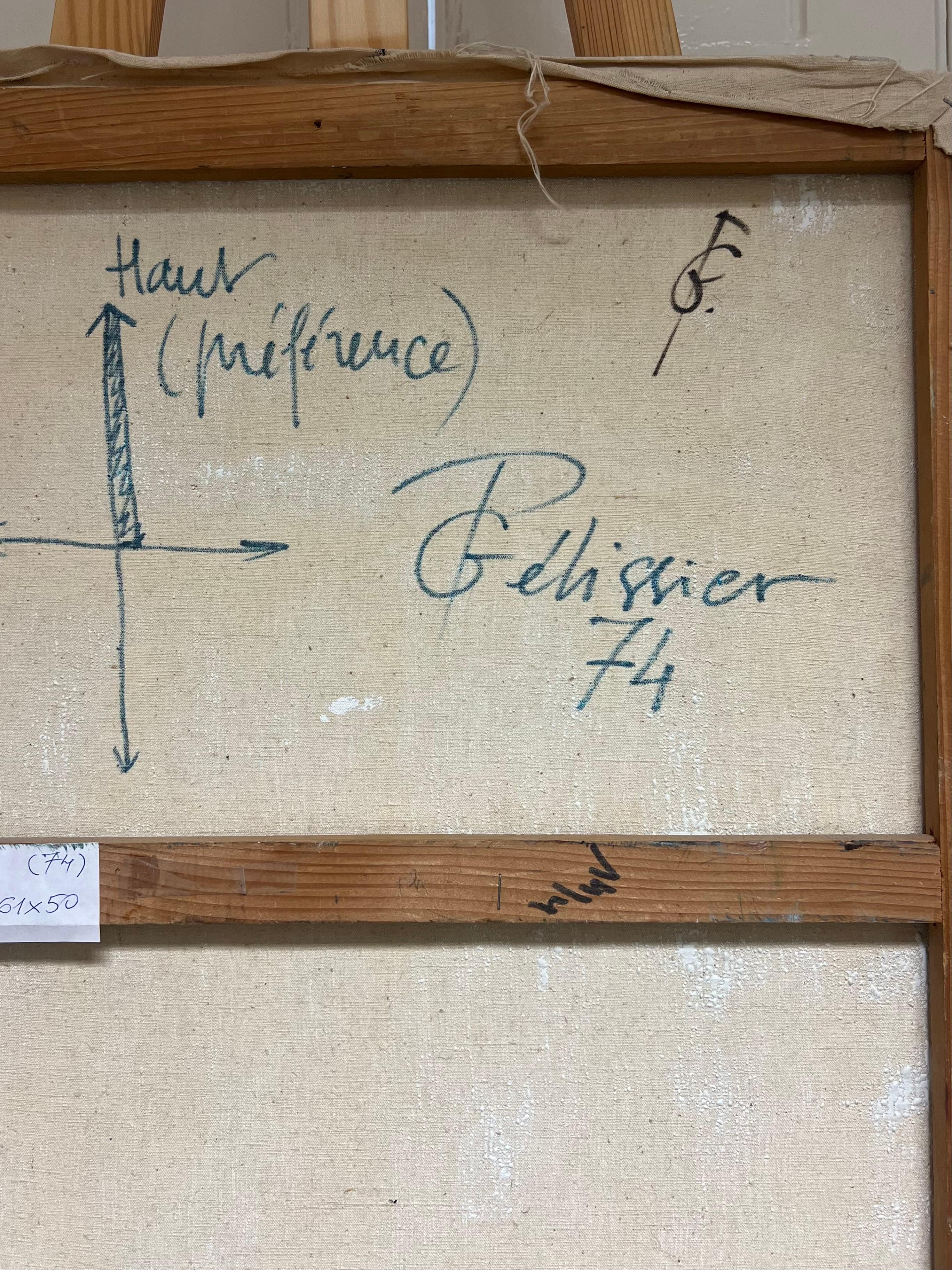 Pittura astratta geometrica francese del 1970 su tela, firmata in vendita 3