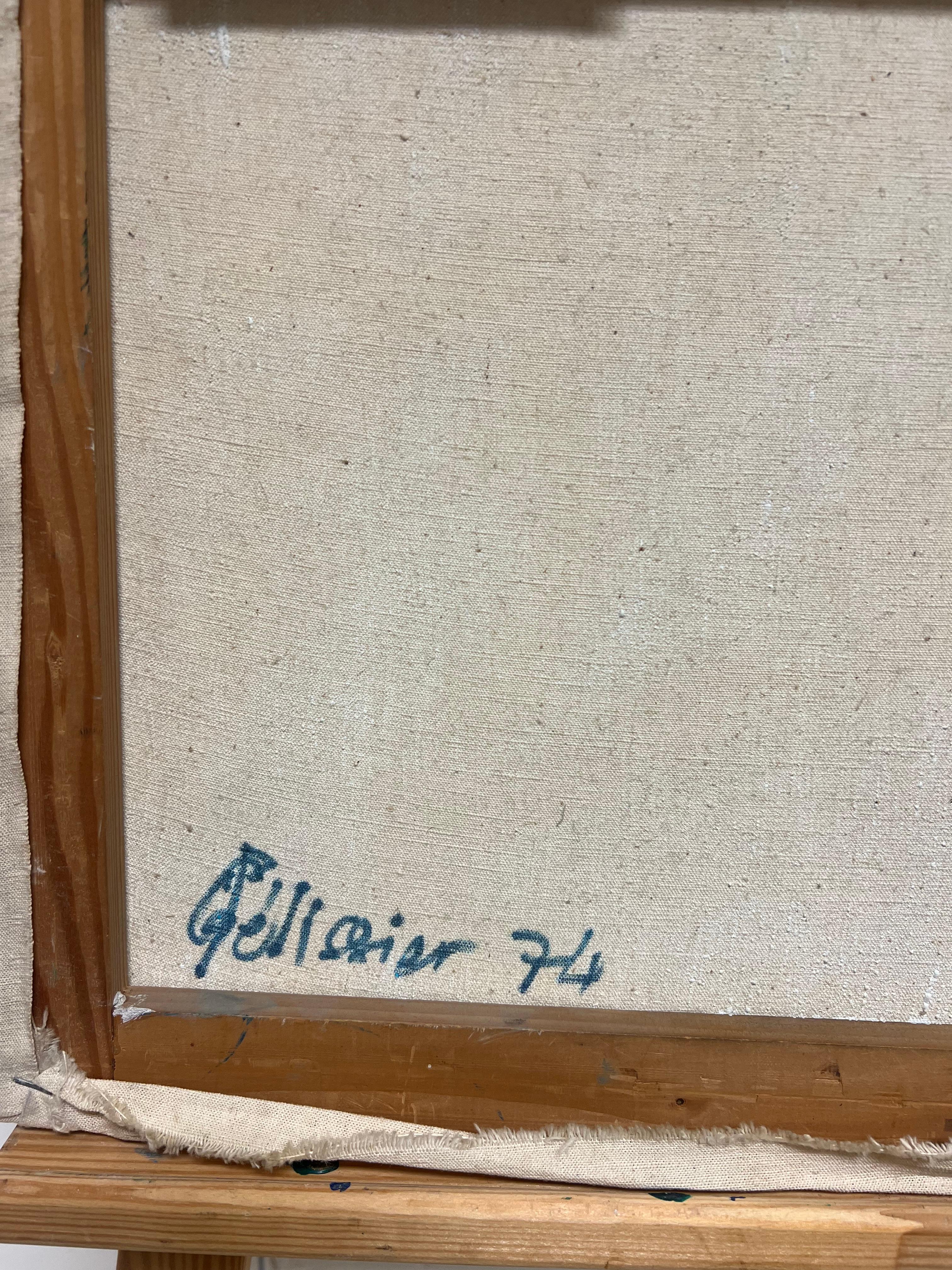 Pittura astratta geometrica francese del 1970 su tela, firmata in vendita 4